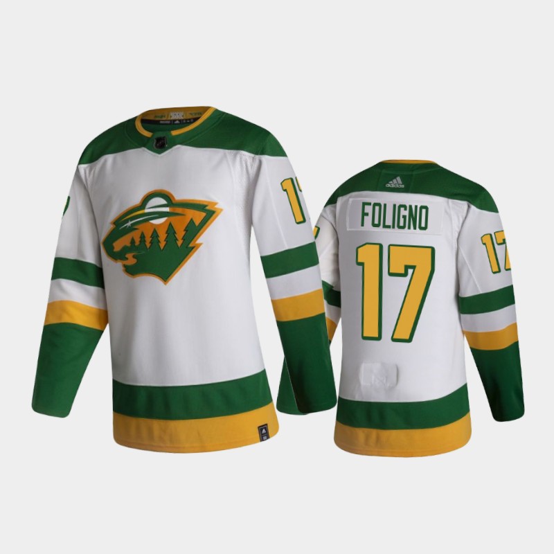 Men's Minnesota Wild Marcus Foligno #17 Reverse Retro 2020-21 White Jersey
