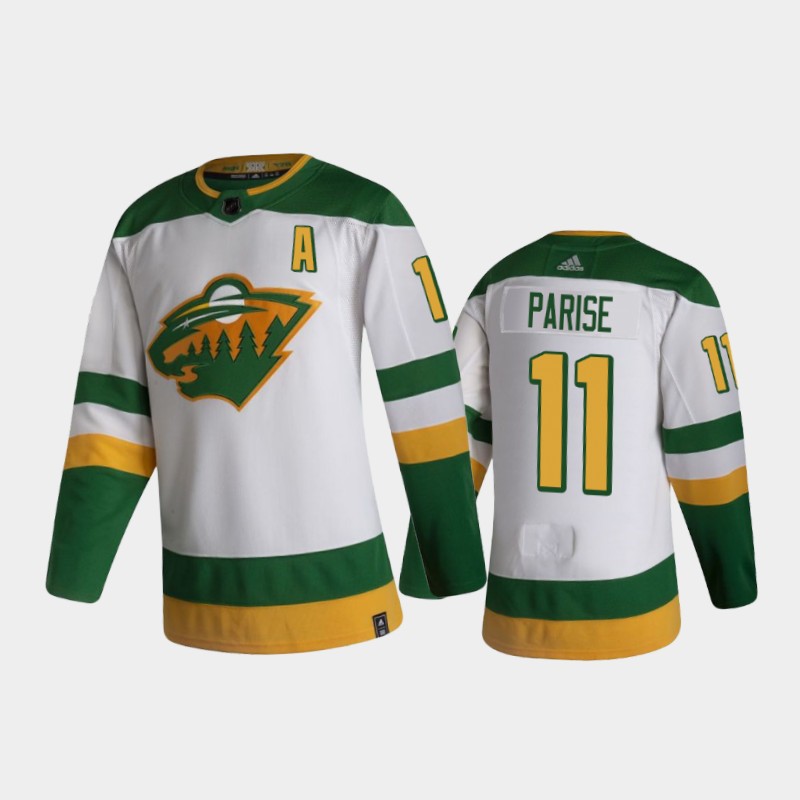 Men's Minnesota Wild Zach Parise #11 Reverse Retro 2020-21 White Jersey