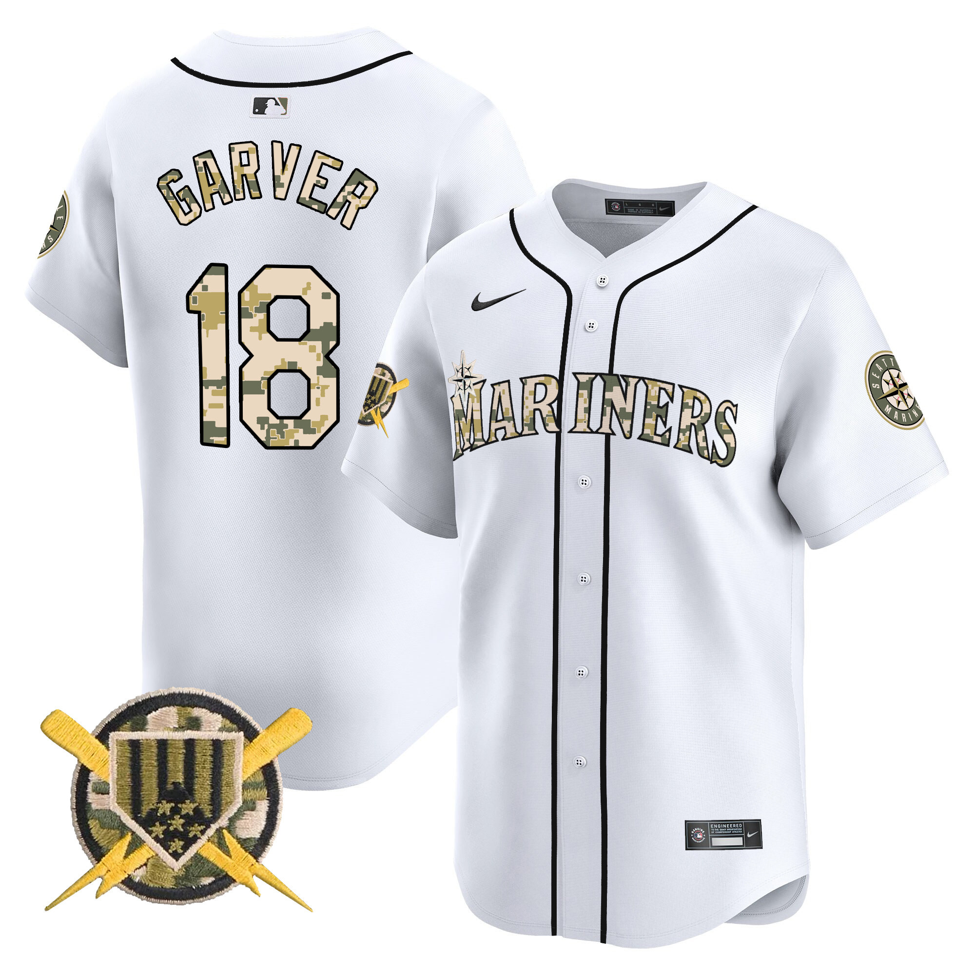 Men's Mitch Garver Seattle Mariners Armed Forces Day Vapor Premier Limited White Jersey - All Stitched