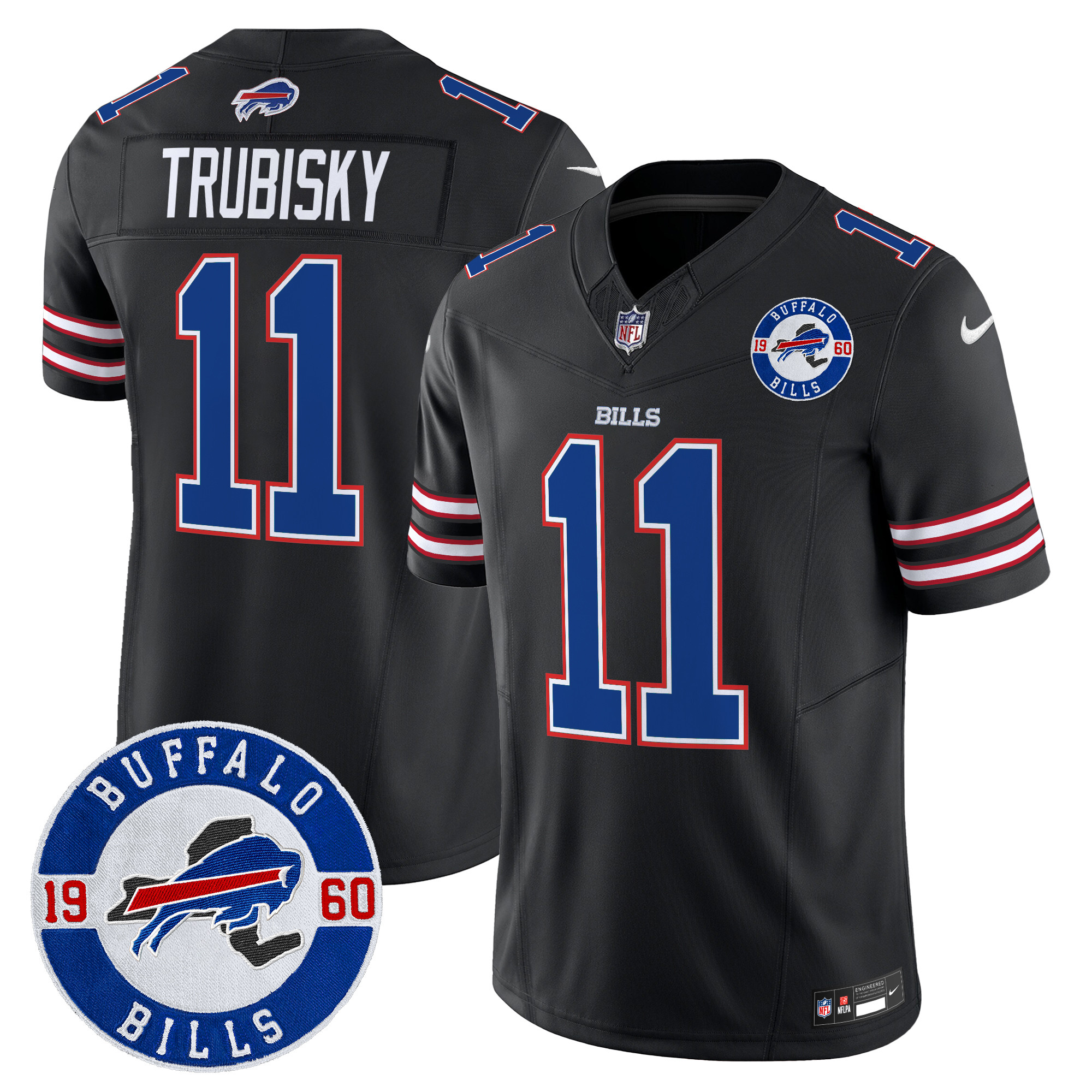 Men's Mitchell Trubisky Buffalo Bills 2024 Vapor Limited Black Jersey - All Stitched