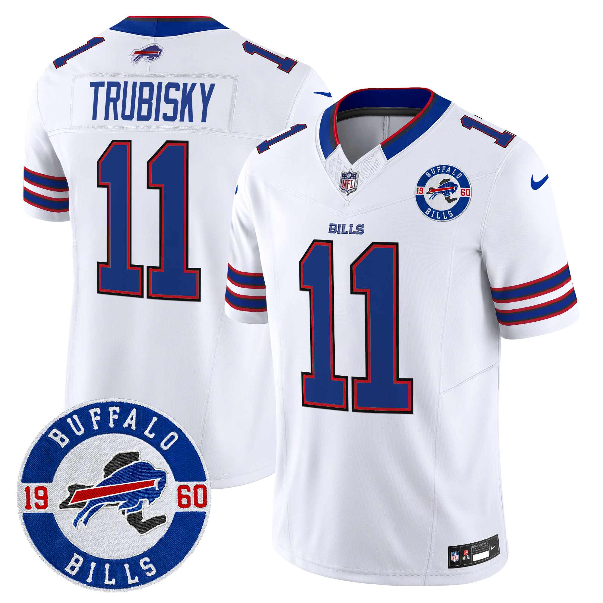 Men's Mitchell Trubisky Buffalo Bills 2024 Vapor Limited White Jersey - All Stitched