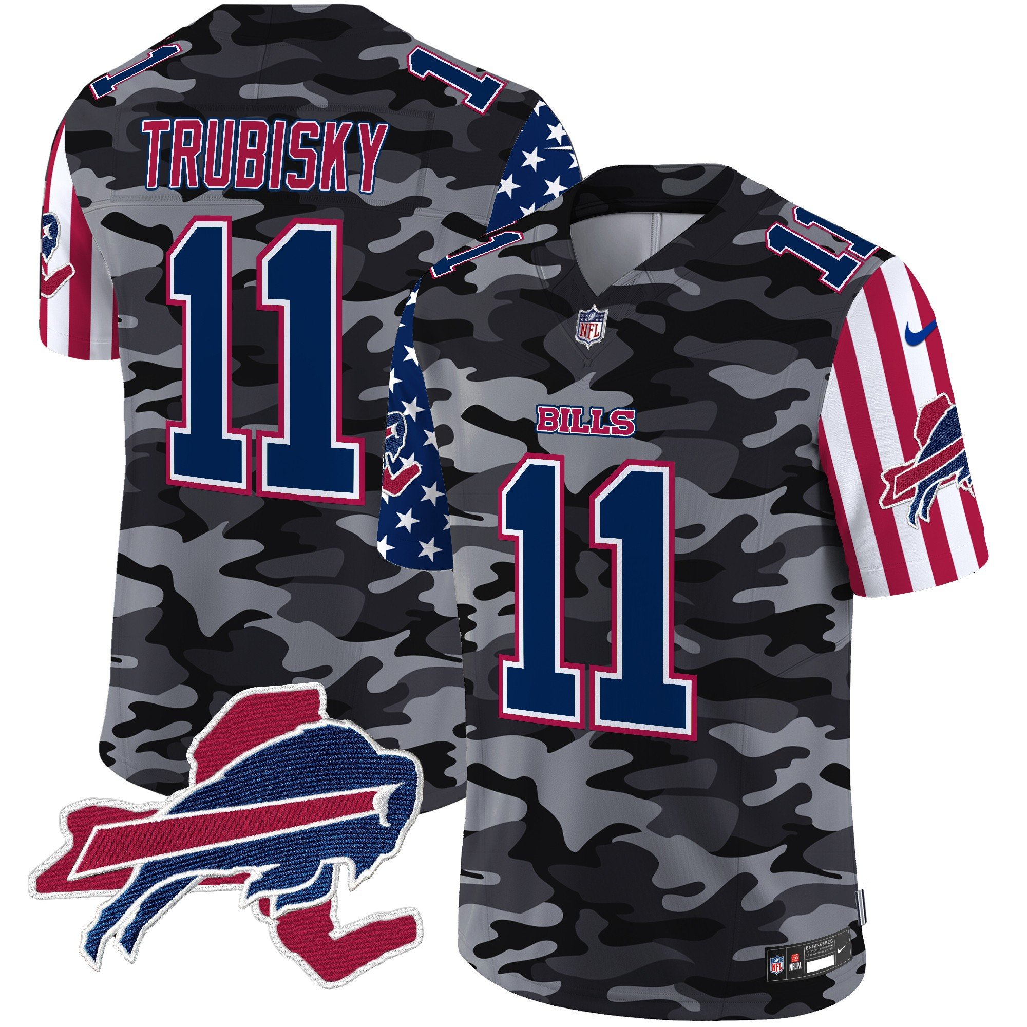 Men's Mitchell Trubisky Buffalo Bills American Style Vapor Limited Black Camo Jersey - All Stitched