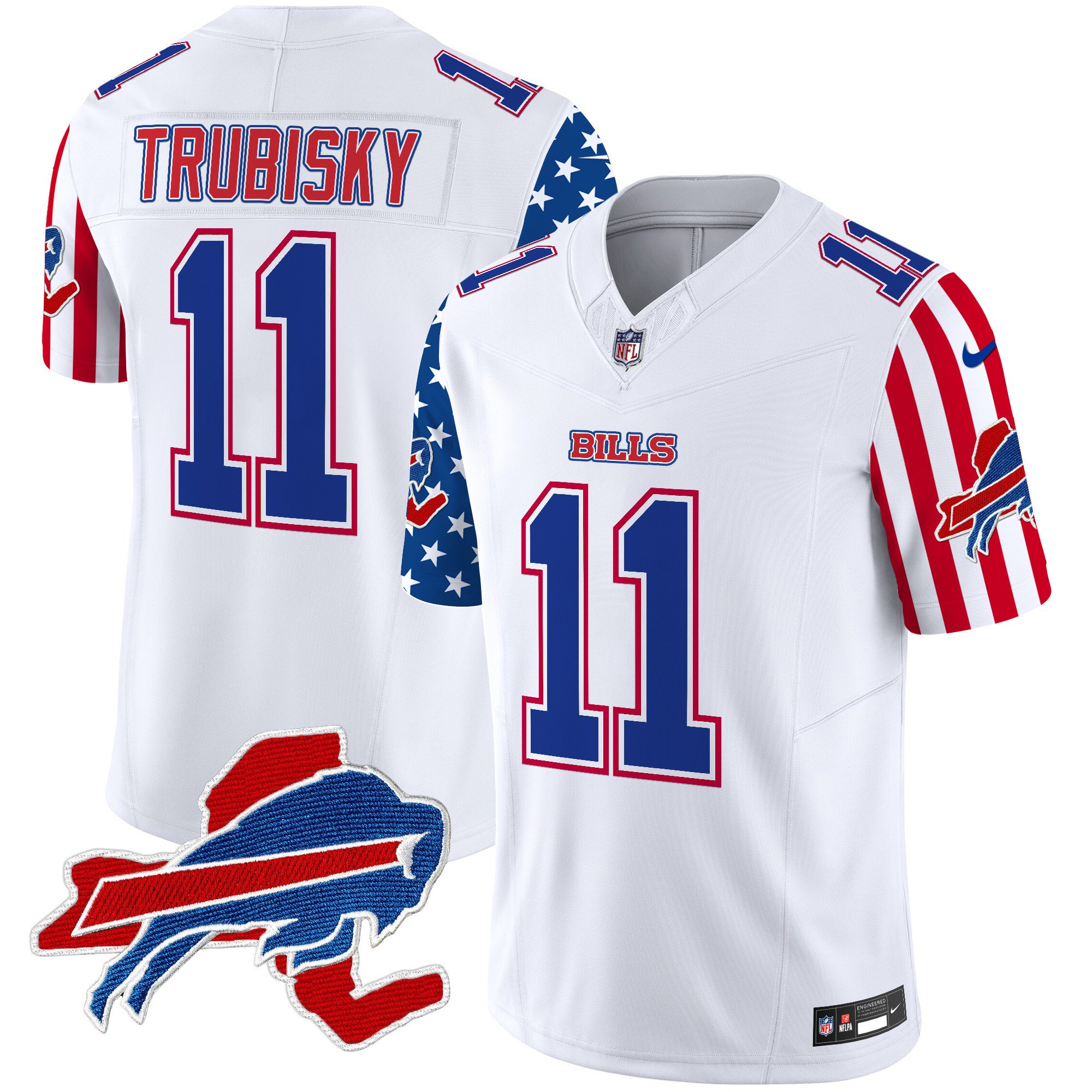 Men's Mitchell Trubisky Buffalo Bills American Style Vapor Limited White Jersey - All Stitched