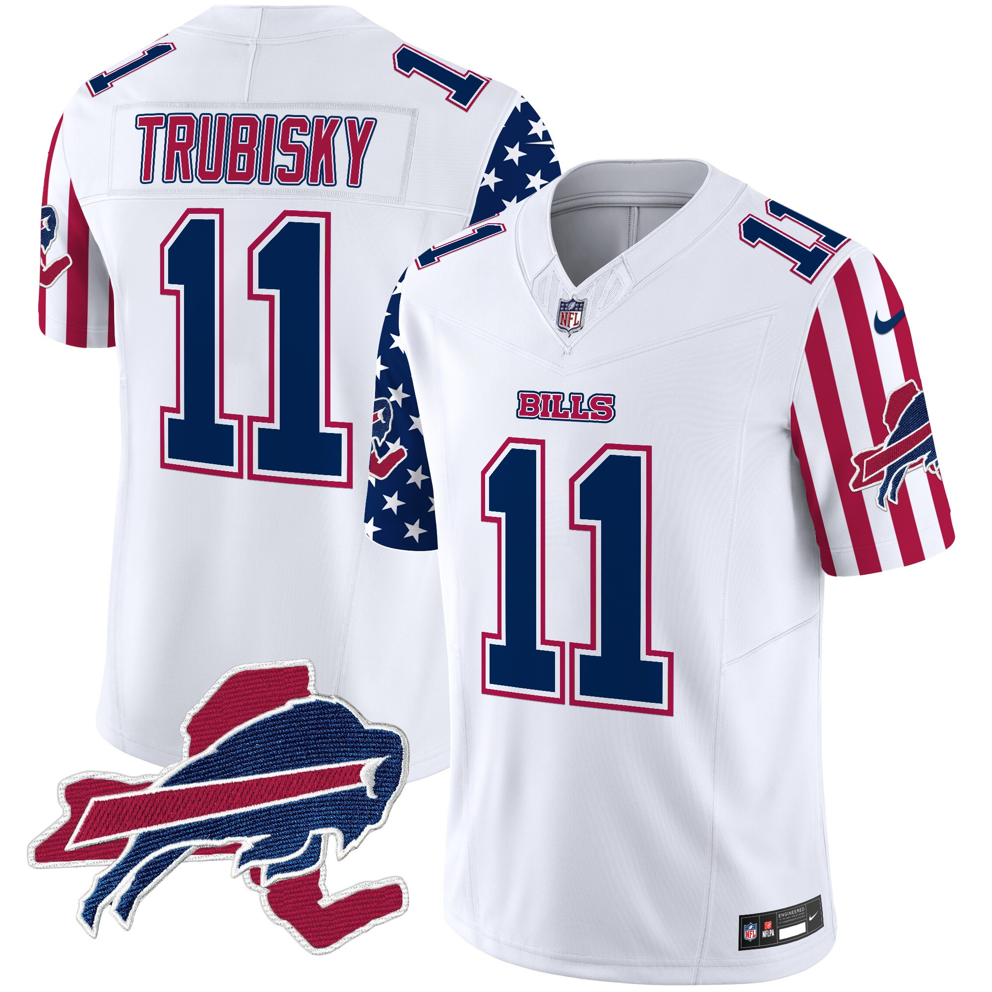 Men's Mitchell Trubisky Buffalo Bills American Style Vapor Limited White Jersey - All Stitched