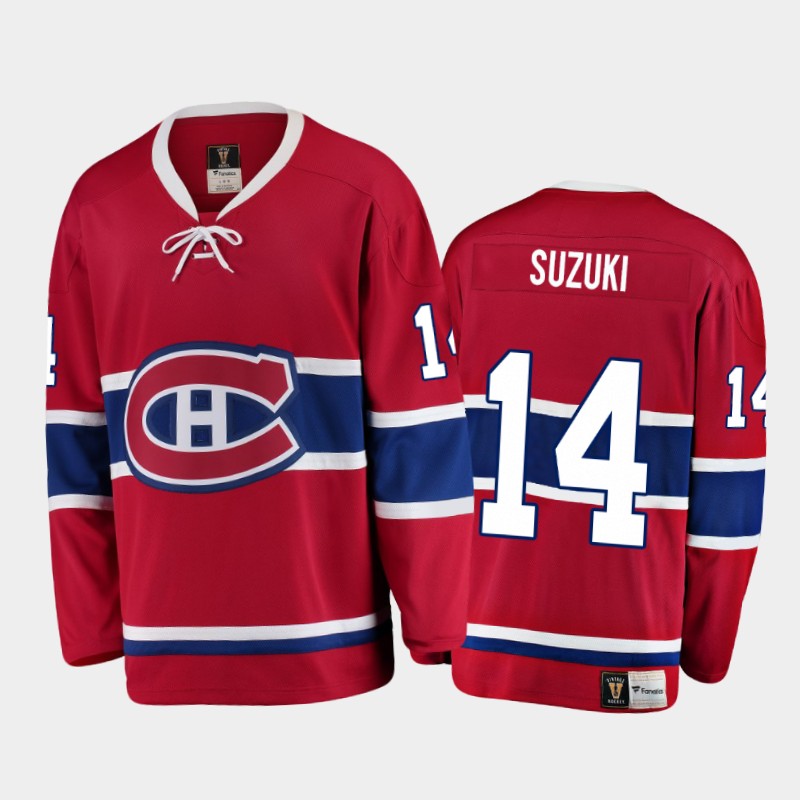 Men's Montreal Canadiens Nick Suzuki #14 Heritage Red 2021 Jersey