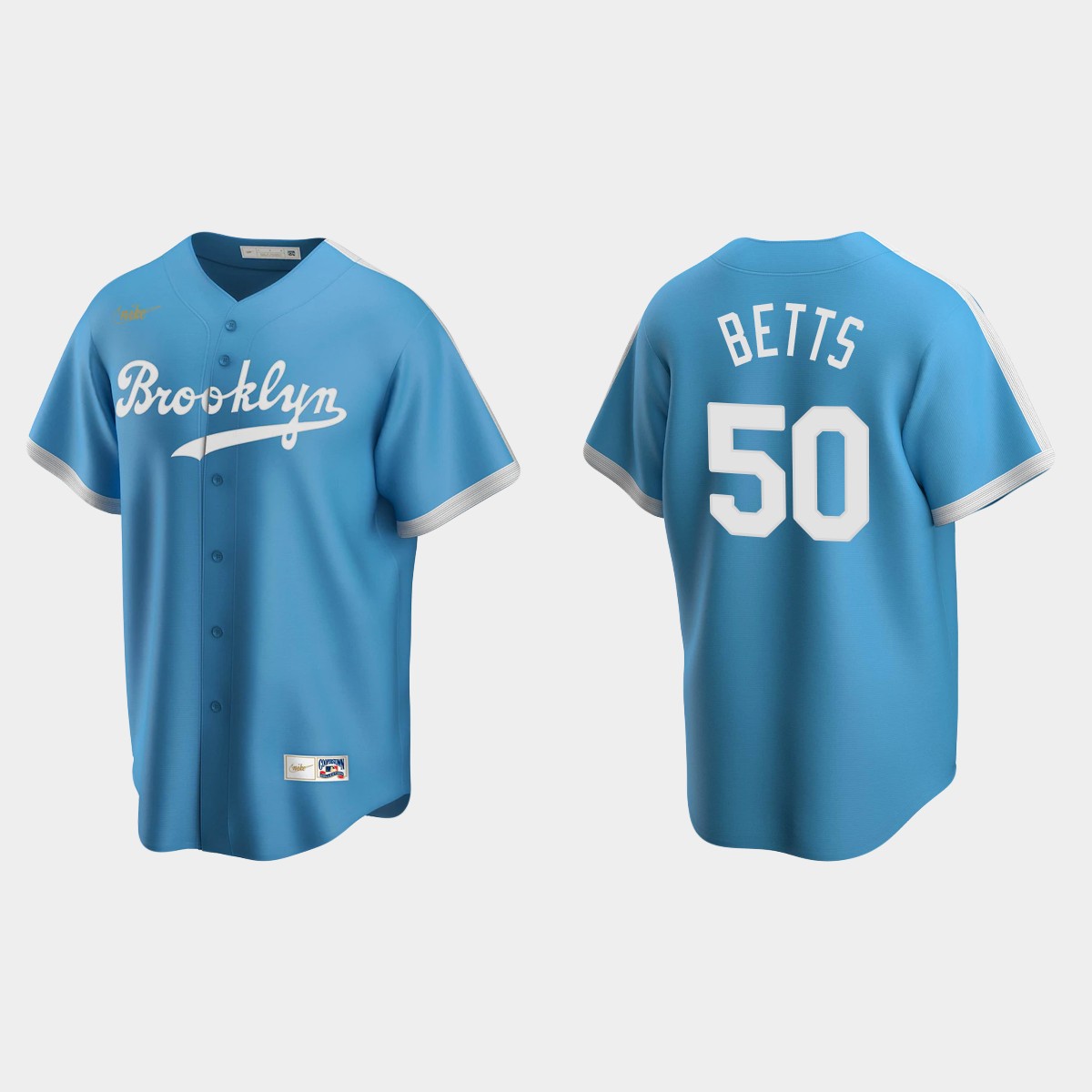 Men's Mookie Betts #50 Los Angeles Dodgers Cooperstown Collection Alternate Jersey - Light Blue