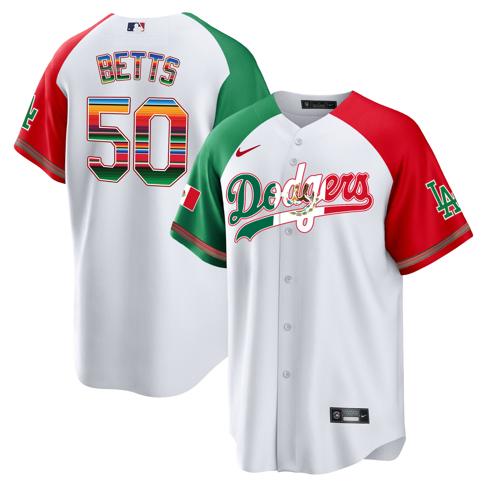 Men's Mookie Betts Los Angeles Dodgers Mexico Cool Base Limited Alternate Jersey V4 - All Stitched