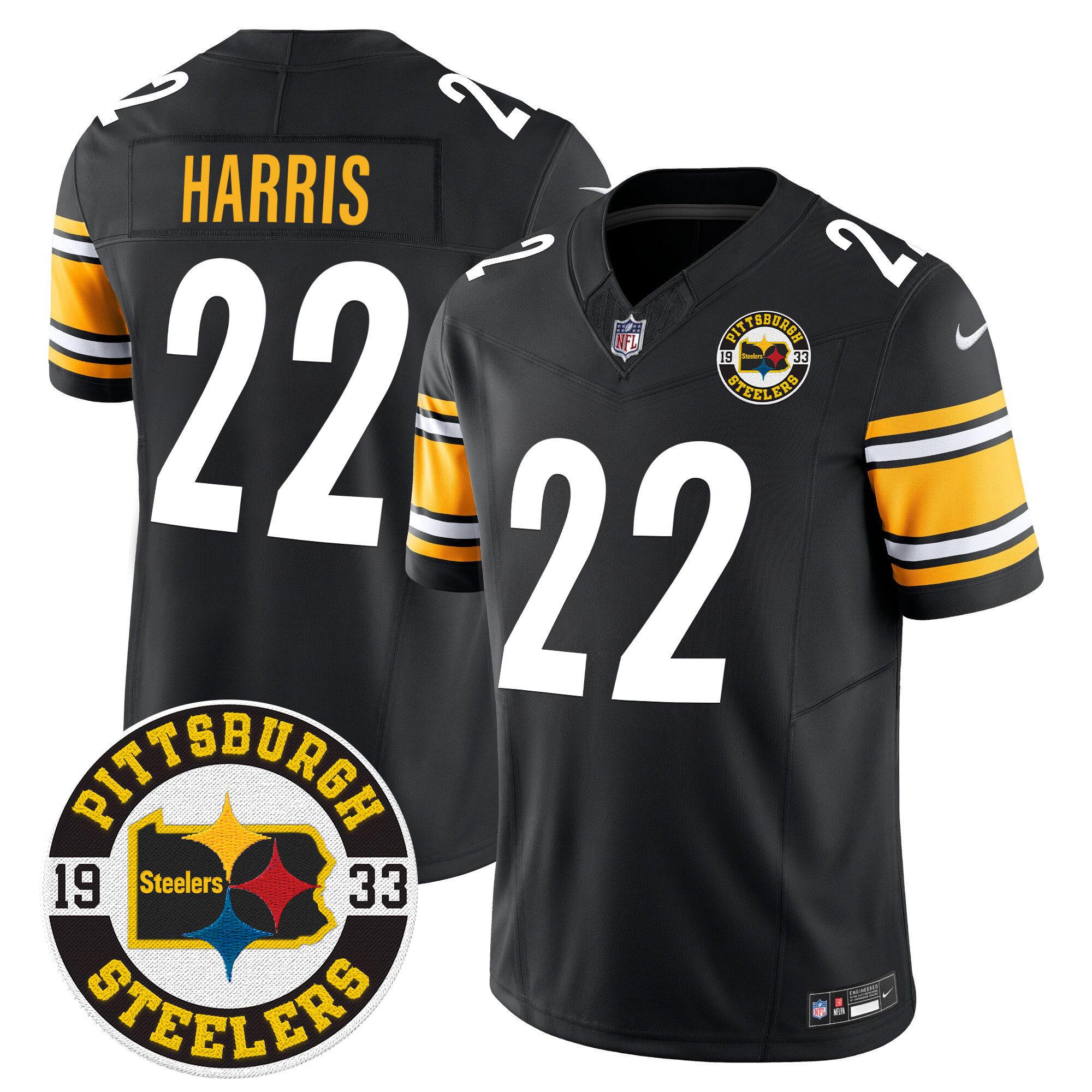 Men's Najee Harris Pittsburgh Steelers 2024 Vapor Limited Black Jersey - All Stitched
