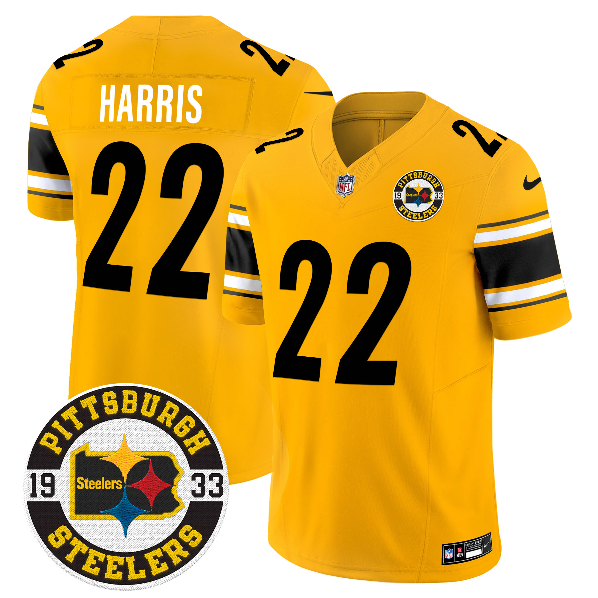 Men's Najee Harris Pittsburgh Steelers 2024 Vapor Limited Gold Jersey - All Stitched