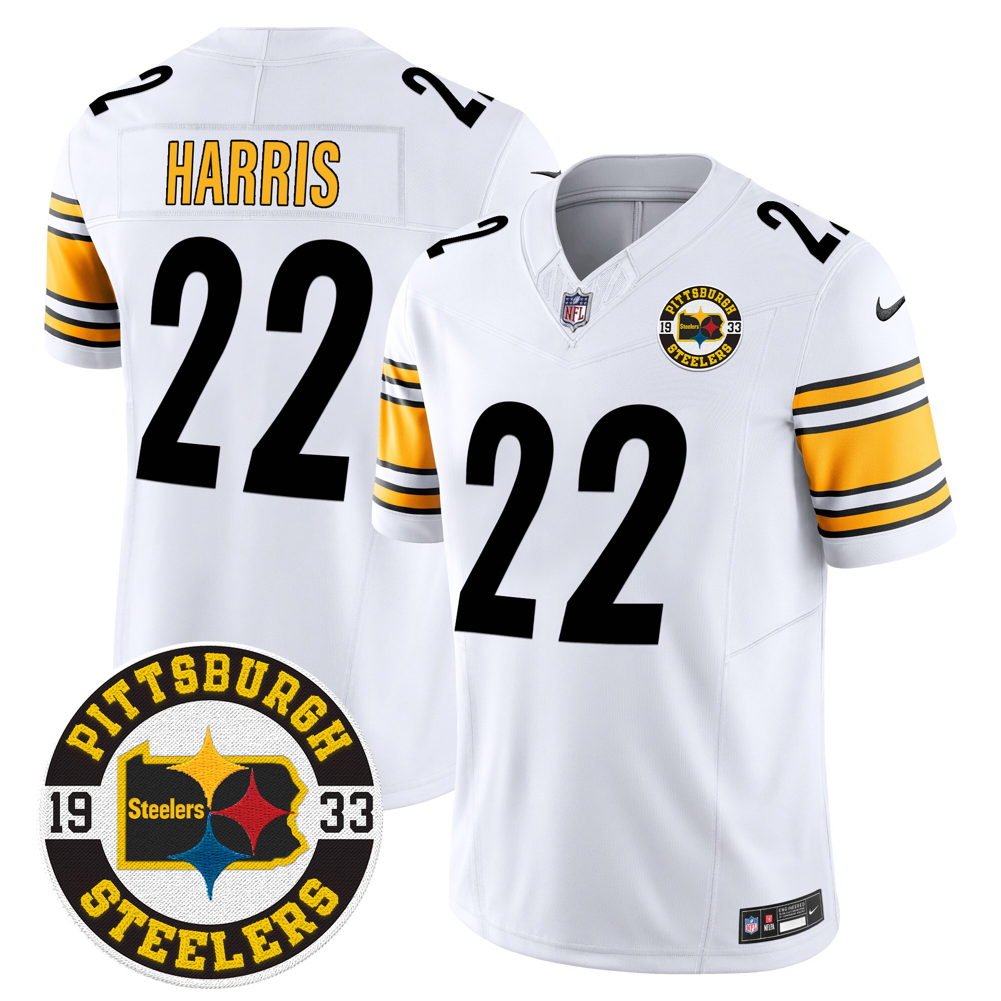 Men's Najee Harris Pittsburgh Steelers 2024 Vapor Limited White Jersey - All Stitched