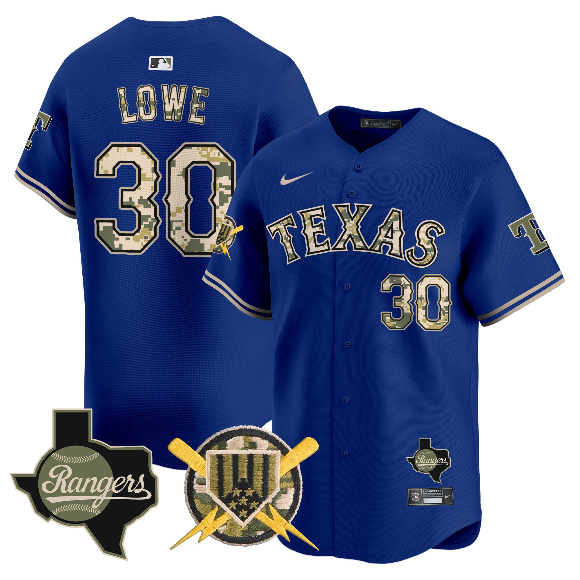 Men's Nathaniel Lowe Texas Rangers Armed Forces Day Vapor Premier Limited Royal Jersey - All Stitched
