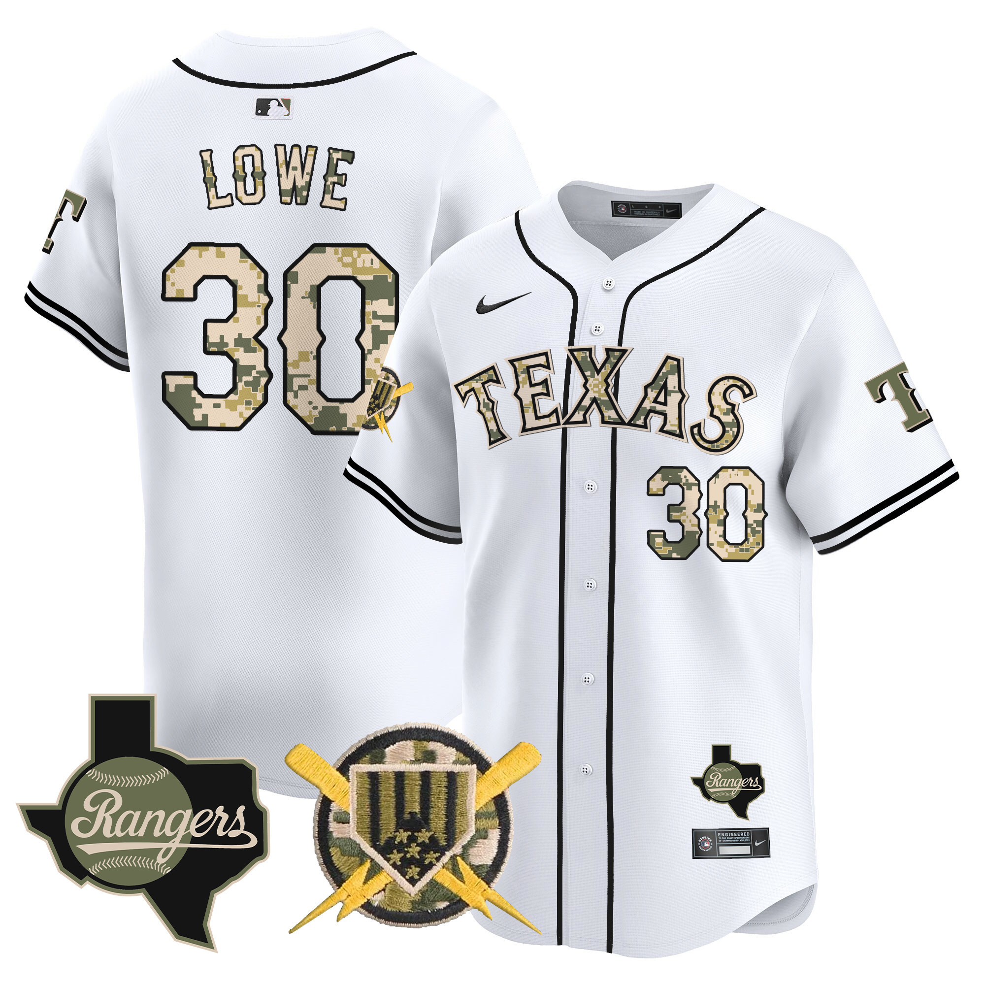 Men's Nathaniel Lowe Texas Rangers Armed Forces Day Vapor Premier Limited White Jersey - All Stitched