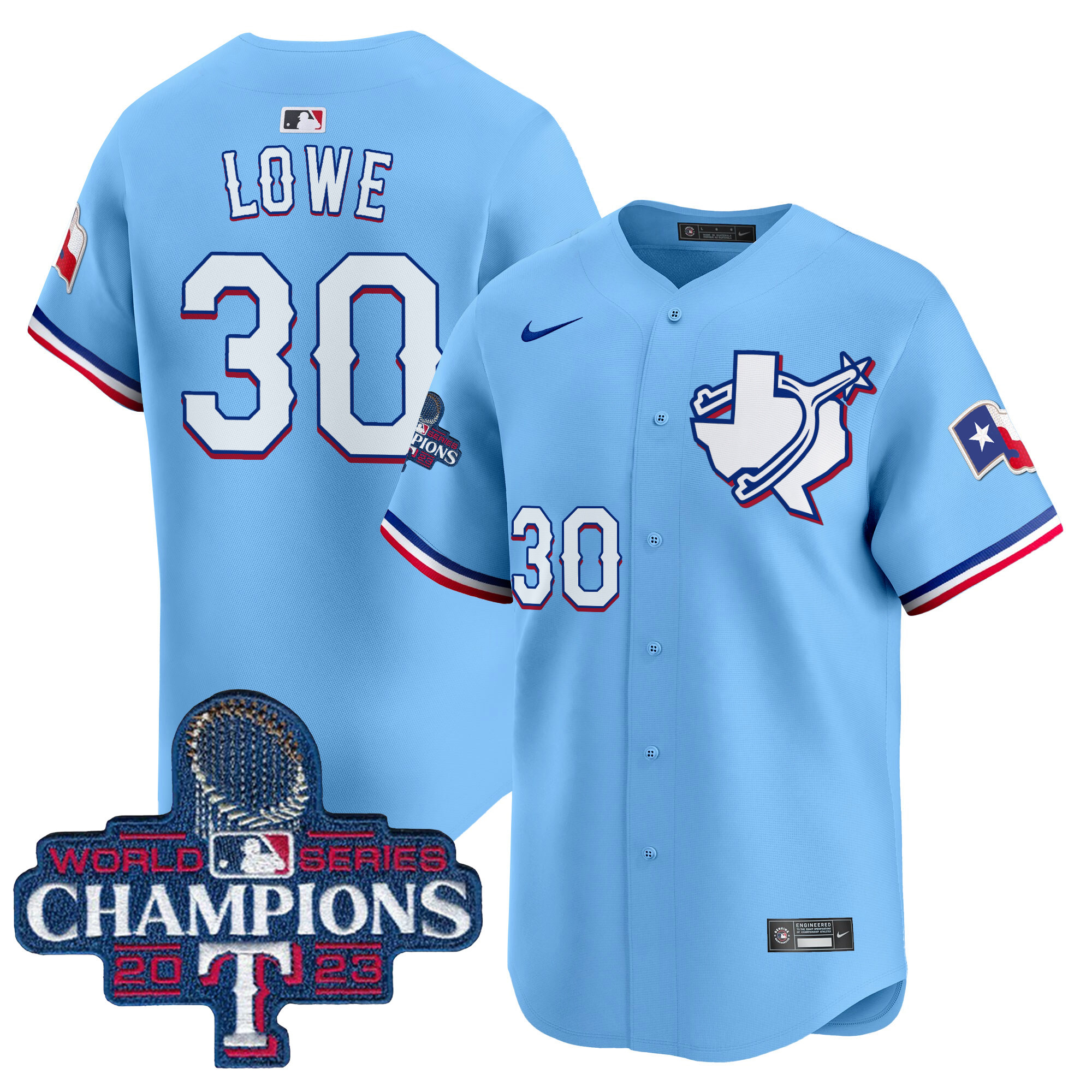 Men's Nathaniel Lowe Texas Rangers World Series Champions Vapor Premier Limited Blue Jersey V3 - All Stitched