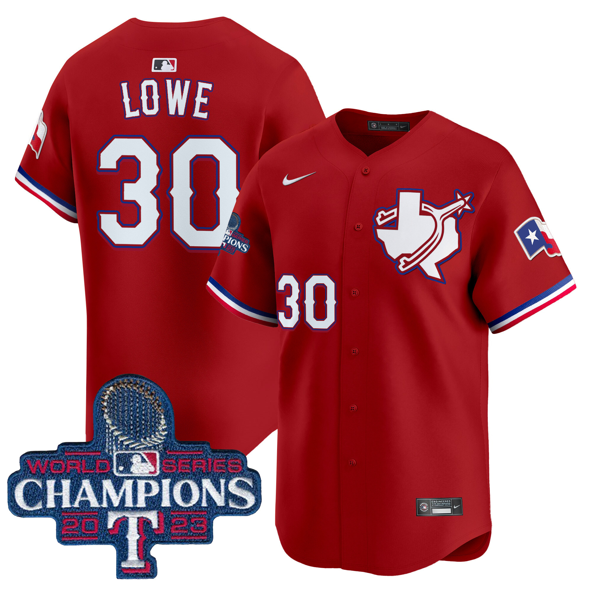 Men's Nathaniel Lowe Texas Rangers World Series Champions Vapor Premier Limited Red Jersey V3 - All Stitched