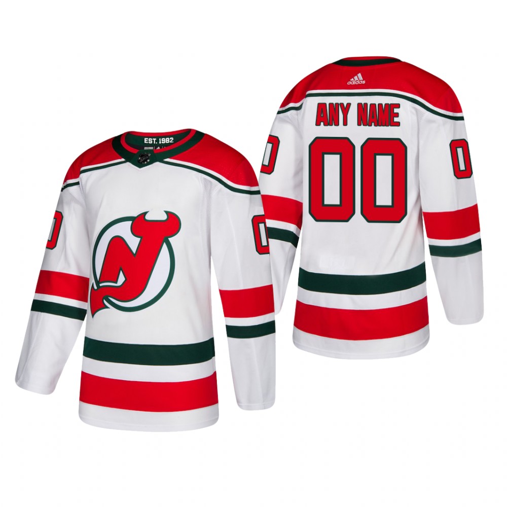 Men's New Jersey Devils Custom #00 2019 Alternate Reasonable Jersey - White