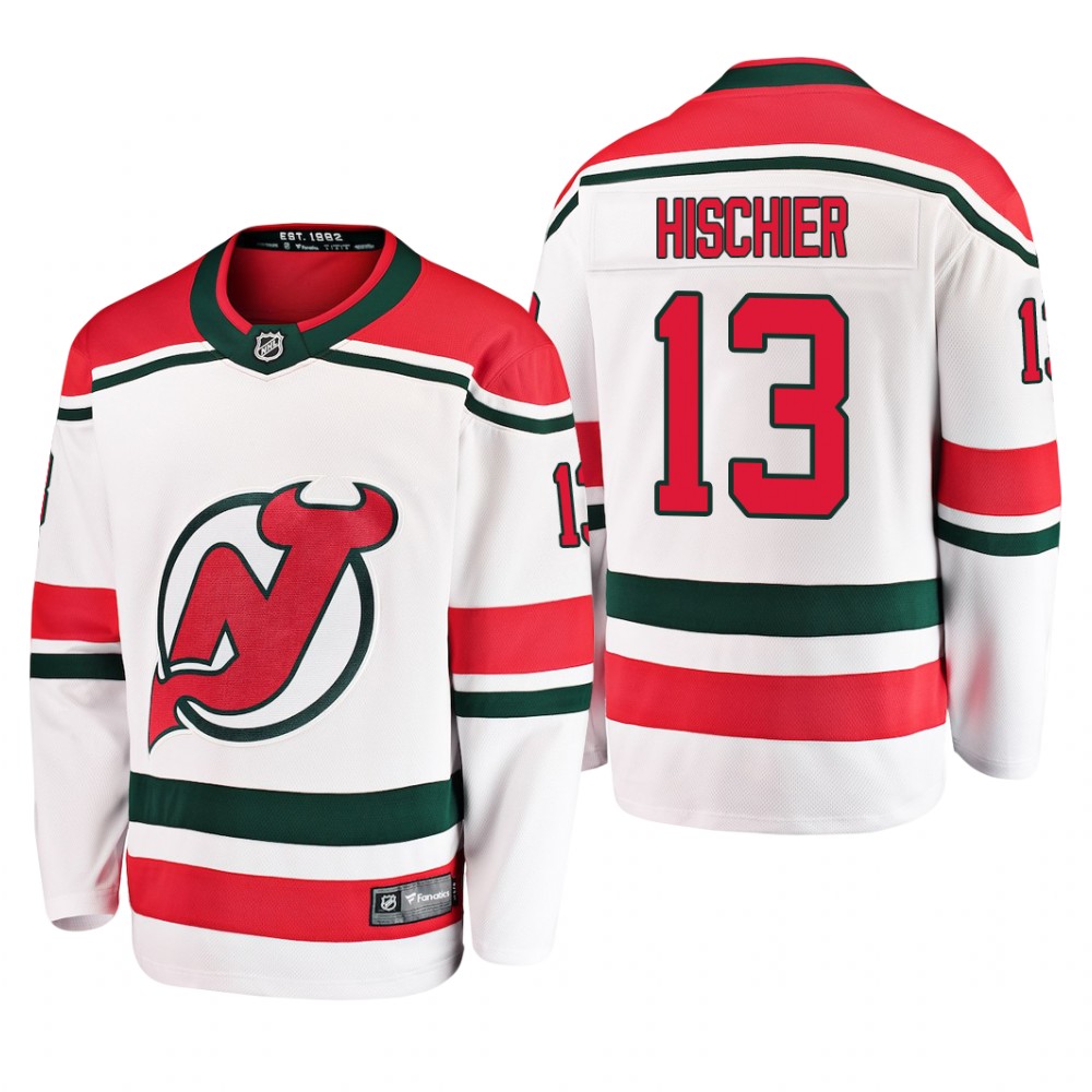 Men's New Jersey Devils Nico Hischier #13 2019 Alternate Reasonable Breakaway Jersey - White
