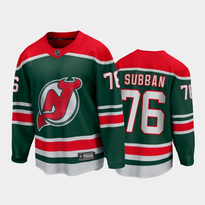 Men's New Jersey Devils P.K. Subban #76 Reverse Retro Green 2020-21 Special Edition Jersey