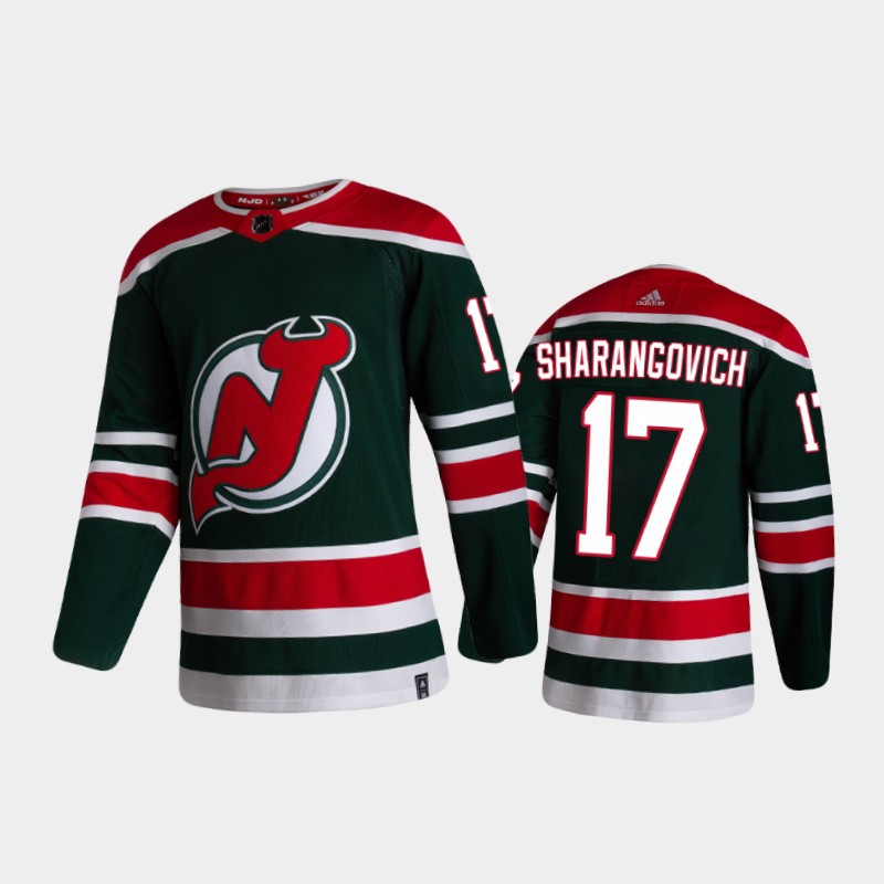 Men's New Jersey Devils Yegor Sharangovich #17 Reverse Retro 2020-21 Green Special Edition Jersey