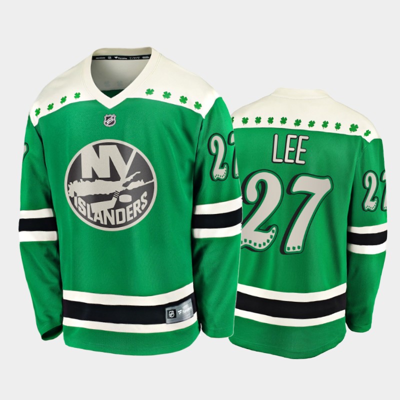 Men's New York Islanders Anders Lee #27 2021 St. Patrick's Day Green Jersey