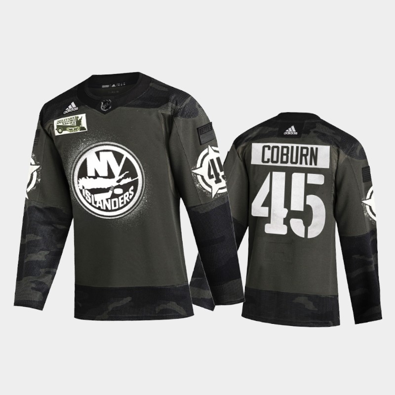 Men's New York Islanders Braydon Coburn #45 2021 Military Appreciation Night Camo Jersey