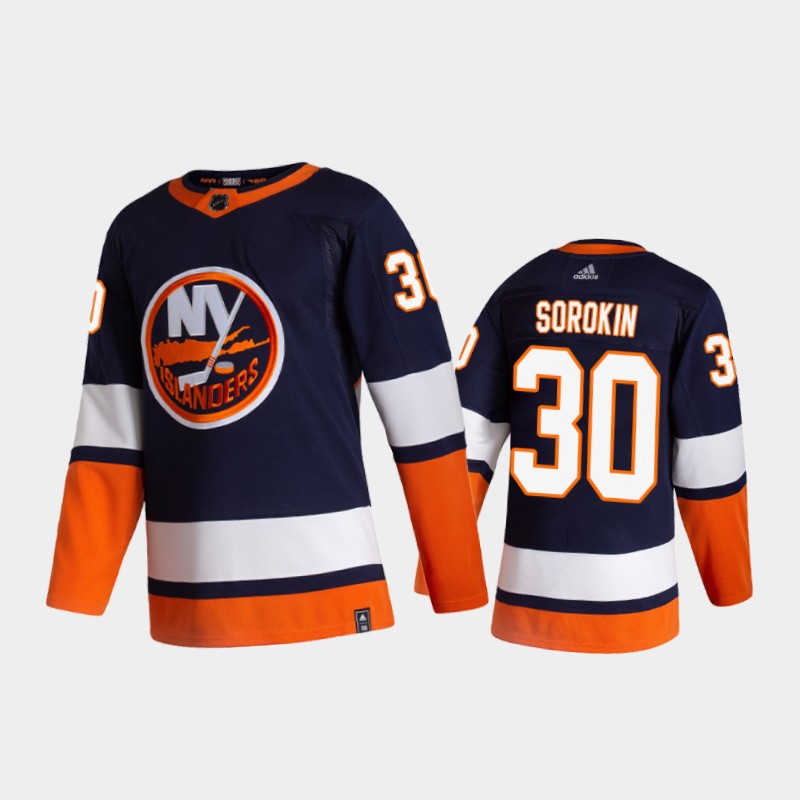 Men's New York Islanders Ilya Sorokin #30 Reverse Retro 2020-21 Blue Special Edition Jersey