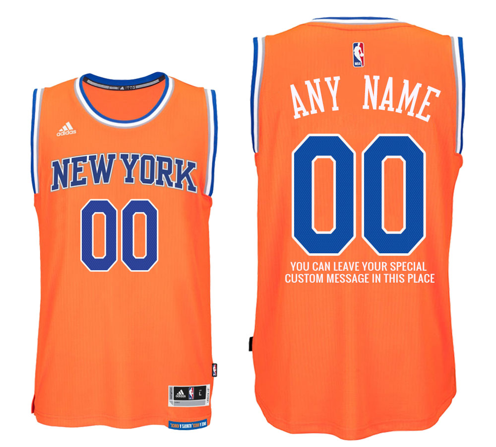 Mens New York Knicks Alternate Orange Custom Message Jersey