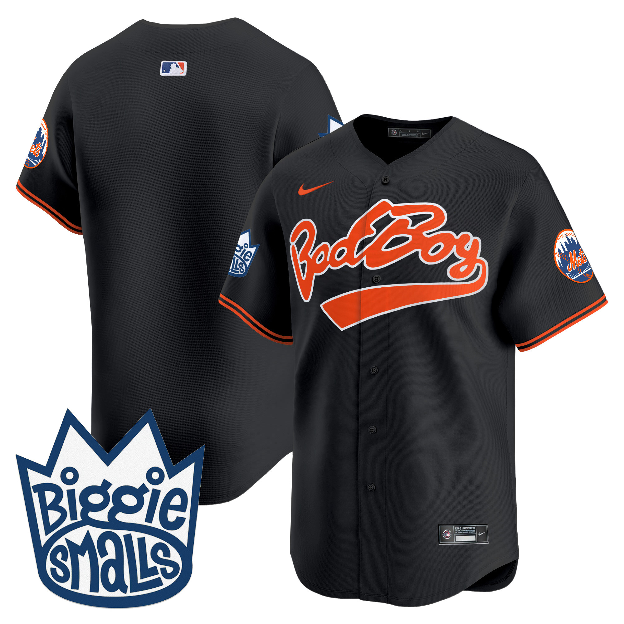 Men's New York Mets Biggie Smalls Vapor Premier Limited Black Jersey - All Stitched