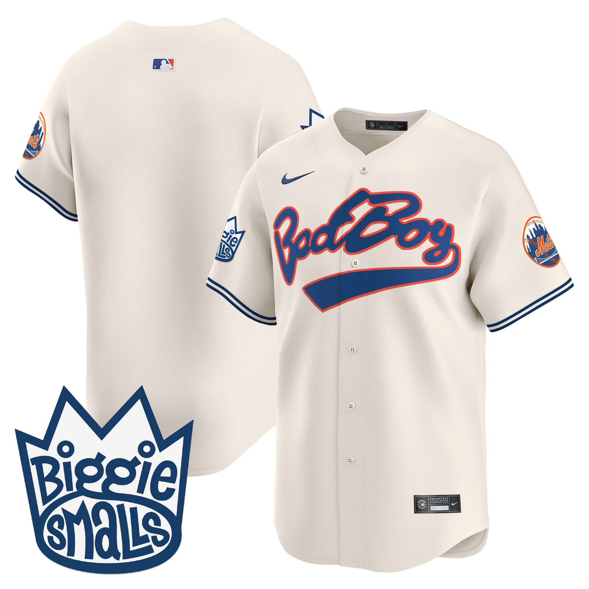 Men's New York Mets Biggie Smalls Vapor Premier Limited Cream Jersey - All Stitched