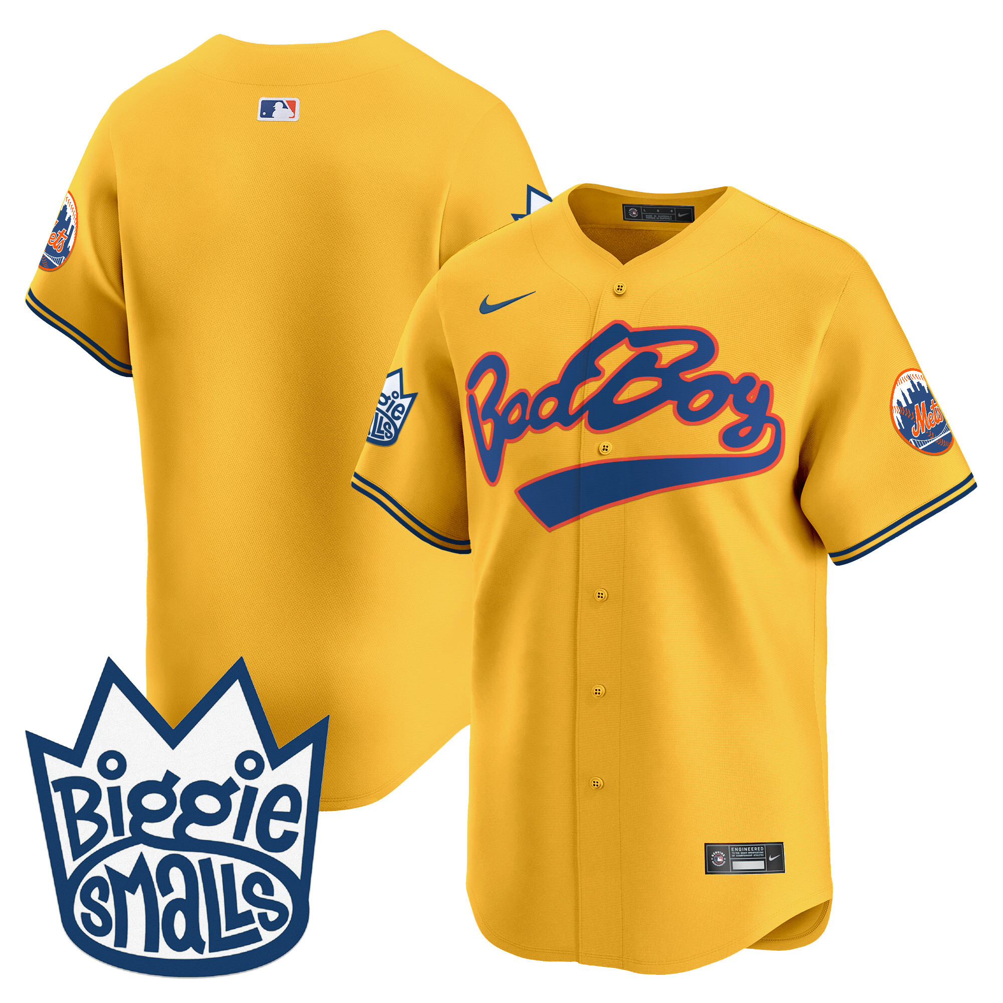Men's New York Mets Biggie Smalls Vapor Premier Limited Gold Jersey - All Stitched