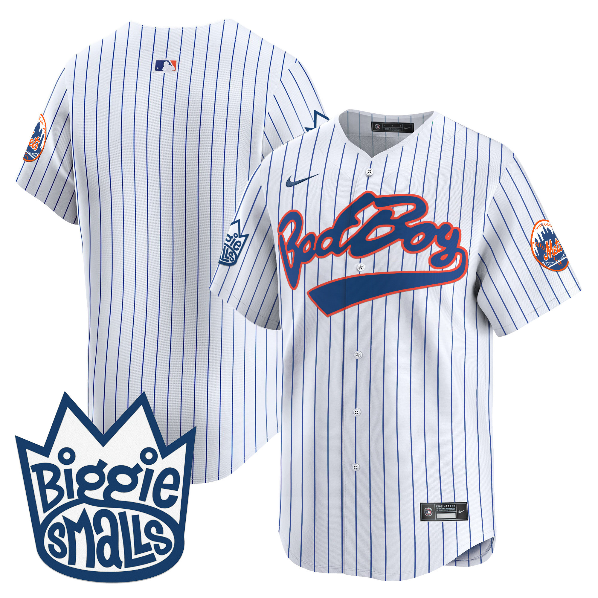 Men's New York Mets Biggie Smalls Vapor Premier Limited Pinstripe Jersey - All Stitched