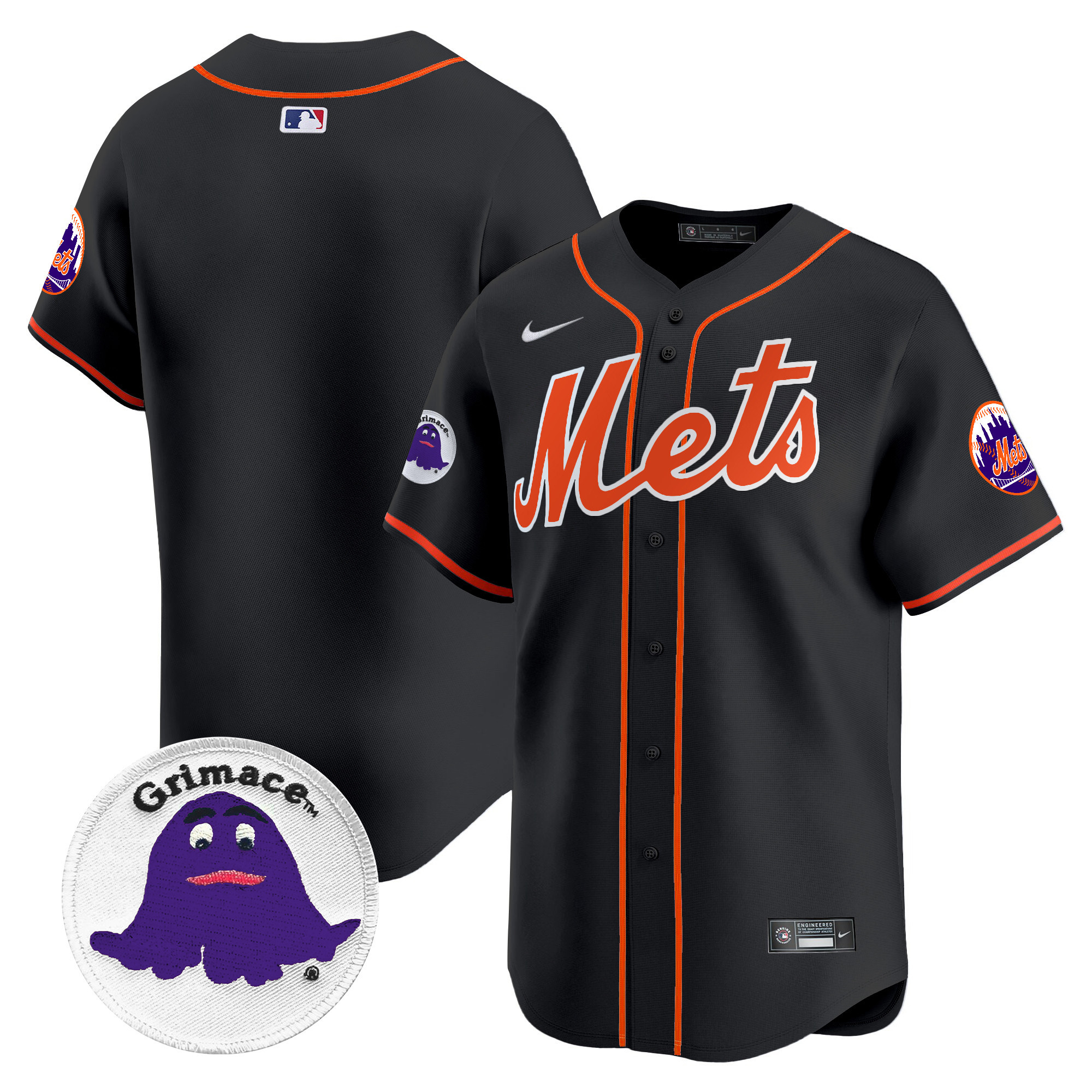 Men's New York Mets Grimace Vapor Premier Limited Black Jersey - All Stitched