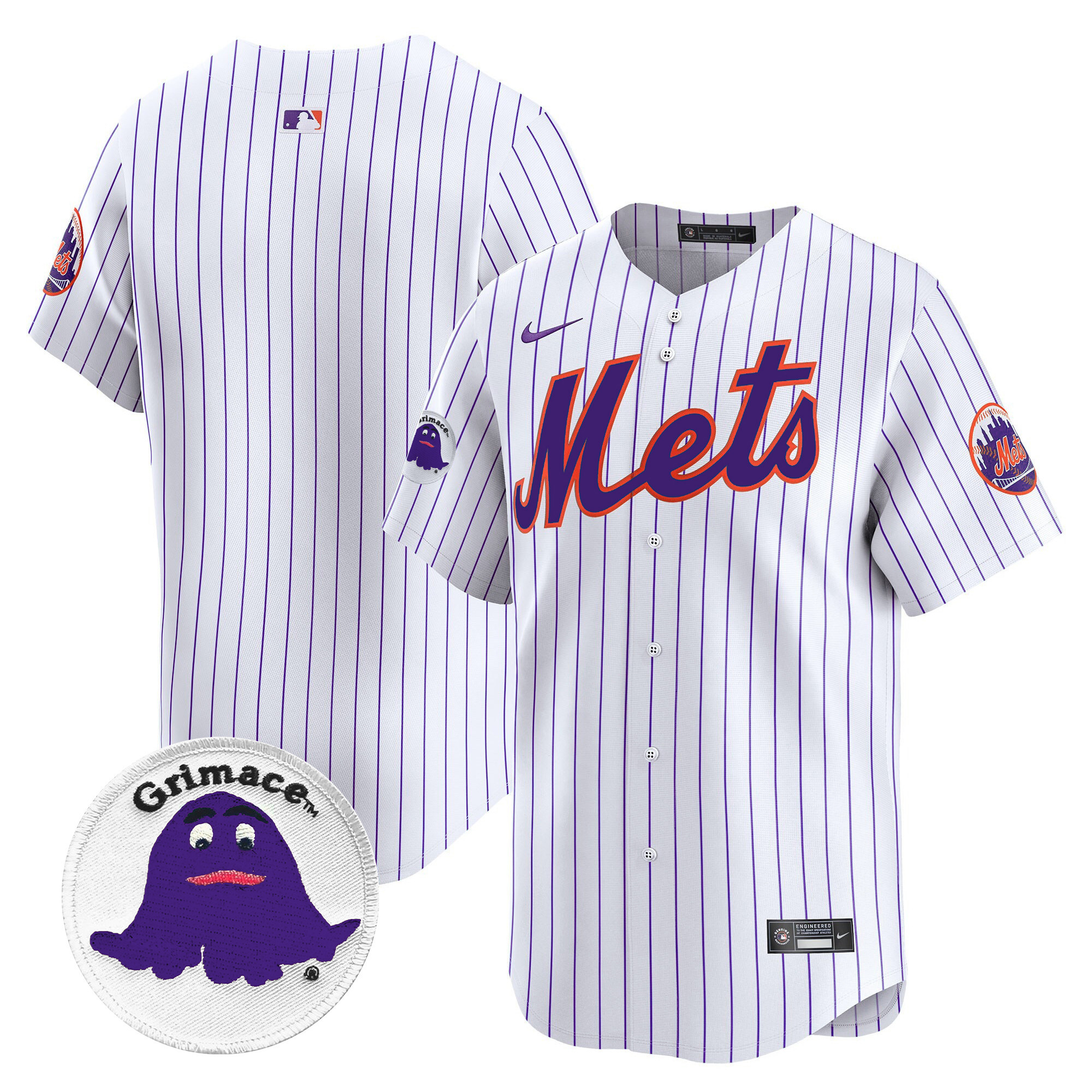Men's New York Mets Grimace Vapor Premier Limited Pinstripe Jersey - All Stitched