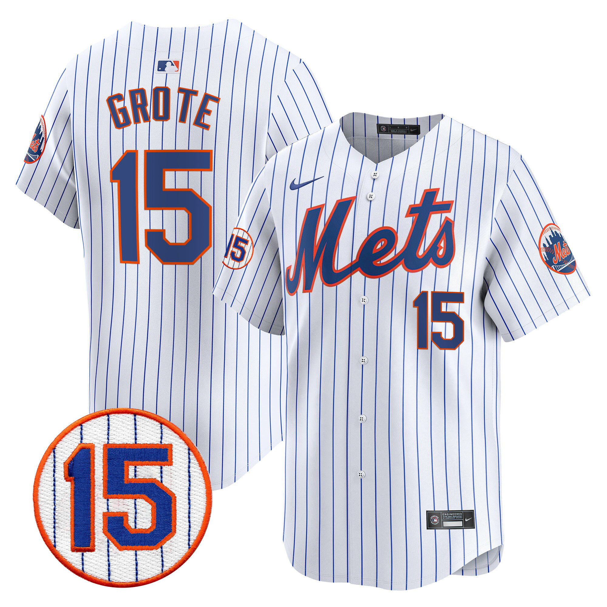 Men's New York Mets Jerry Grote Patch Vapor Premier Limited White Jersey - All Stitched