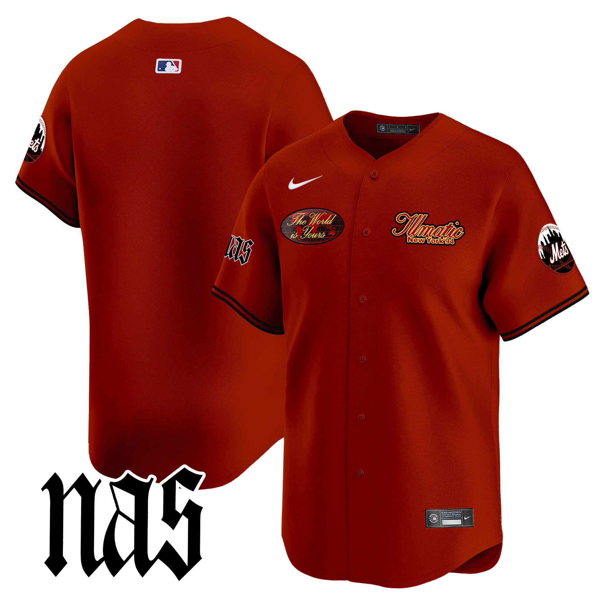 Men's New York Mets Nas Illmatic Vapor Premier Limited Illmatic Jersey V2 - All Stitched