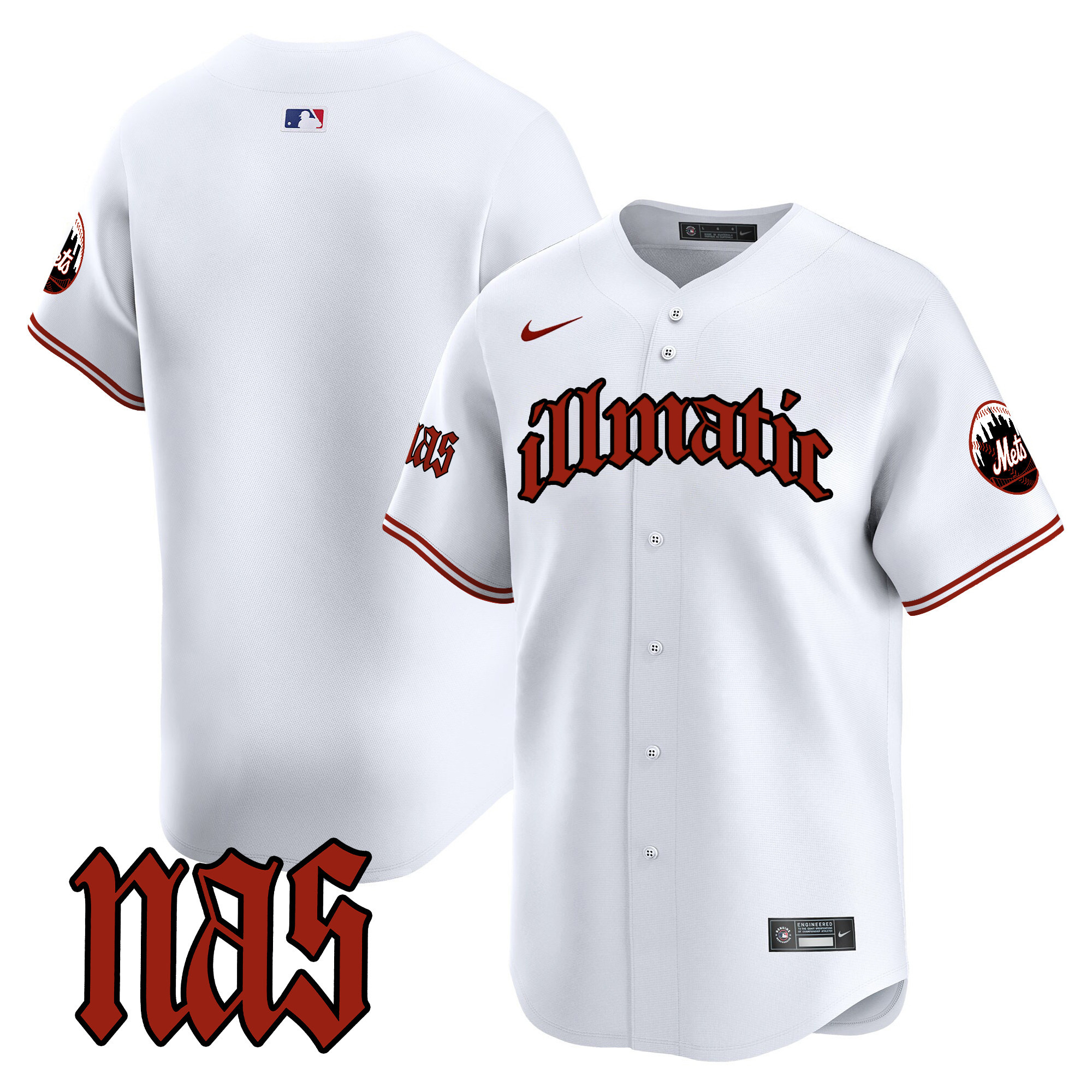 Men's New York Mets Nas Illmatic Vapor Premier Limited White Jersey - All Stitched