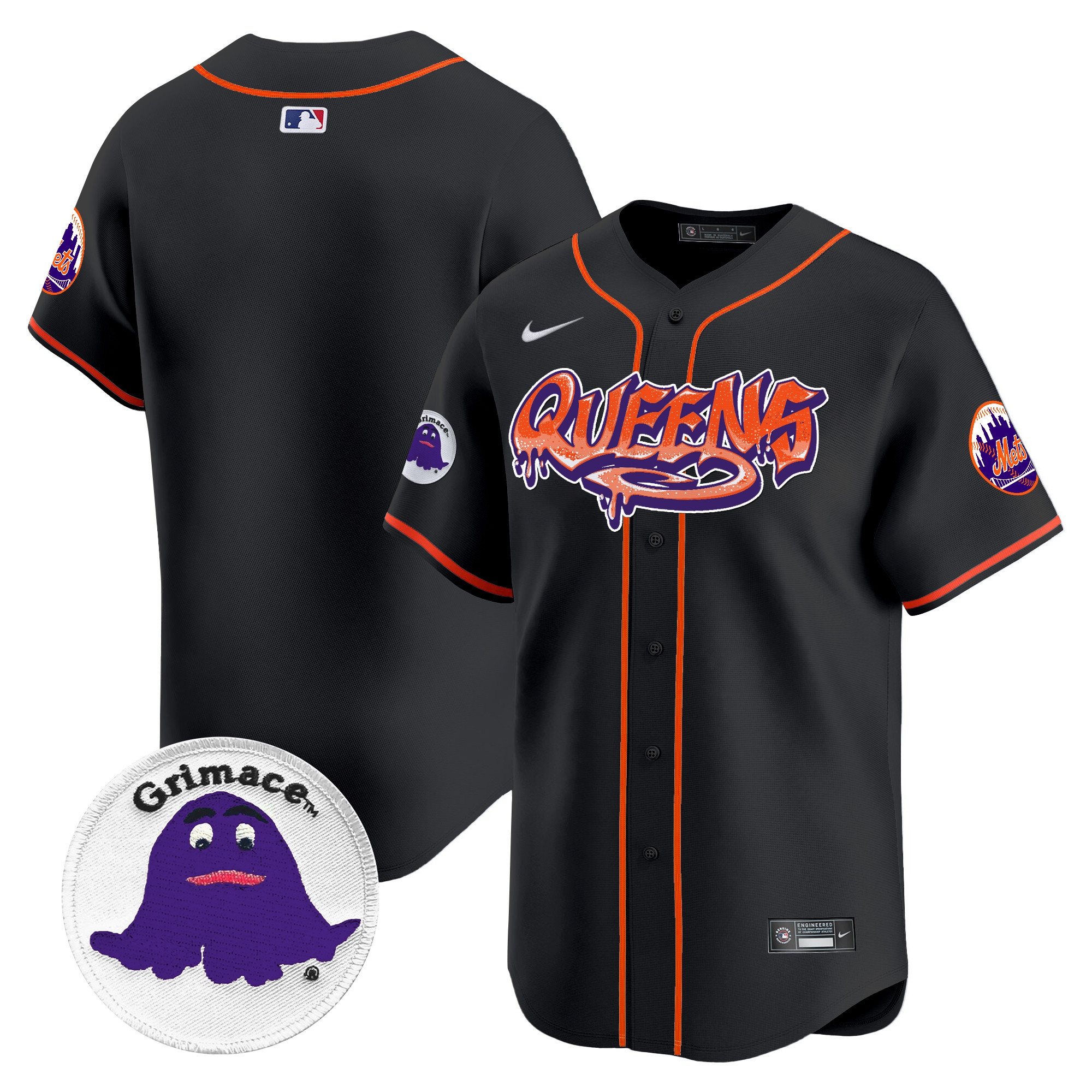 Men's New York Mets Queens Graffiti Vapor Premier Limited Black Jersey - All Stitched