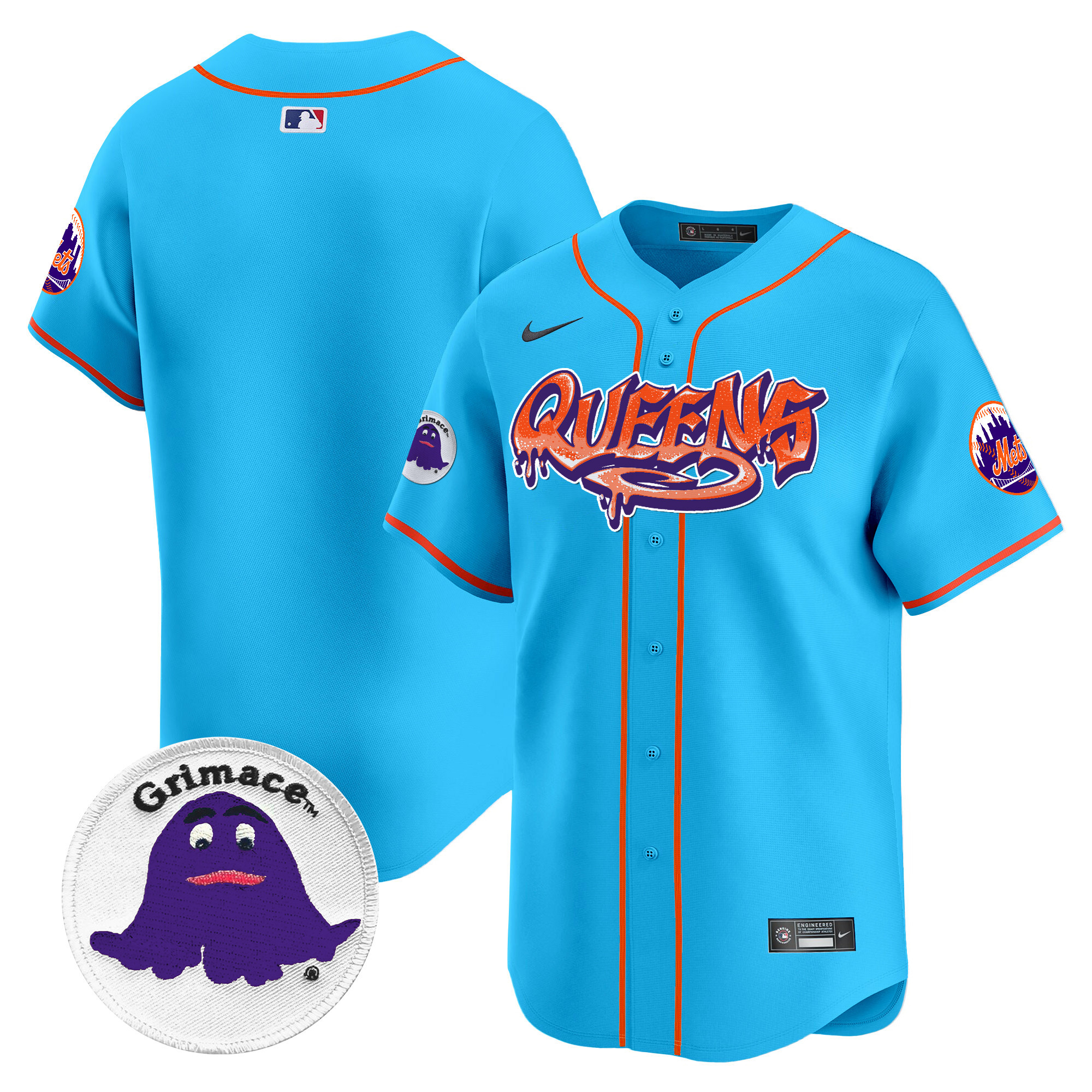 Men's New York Mets Queens Graffiti Vapor Premier Limited Light Blue Jersey - All Stitched