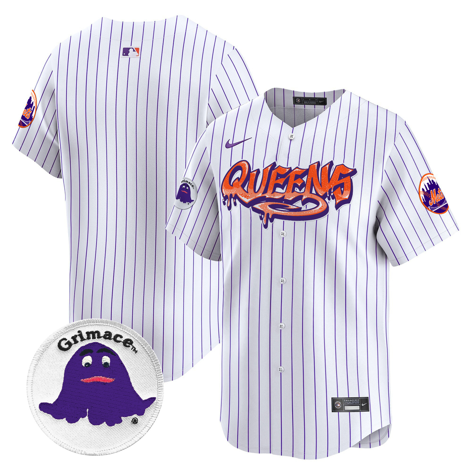 Men's New York Mets Queens Graffiti Vapor Premier Limited Pinstripe Jersey - All Stitched