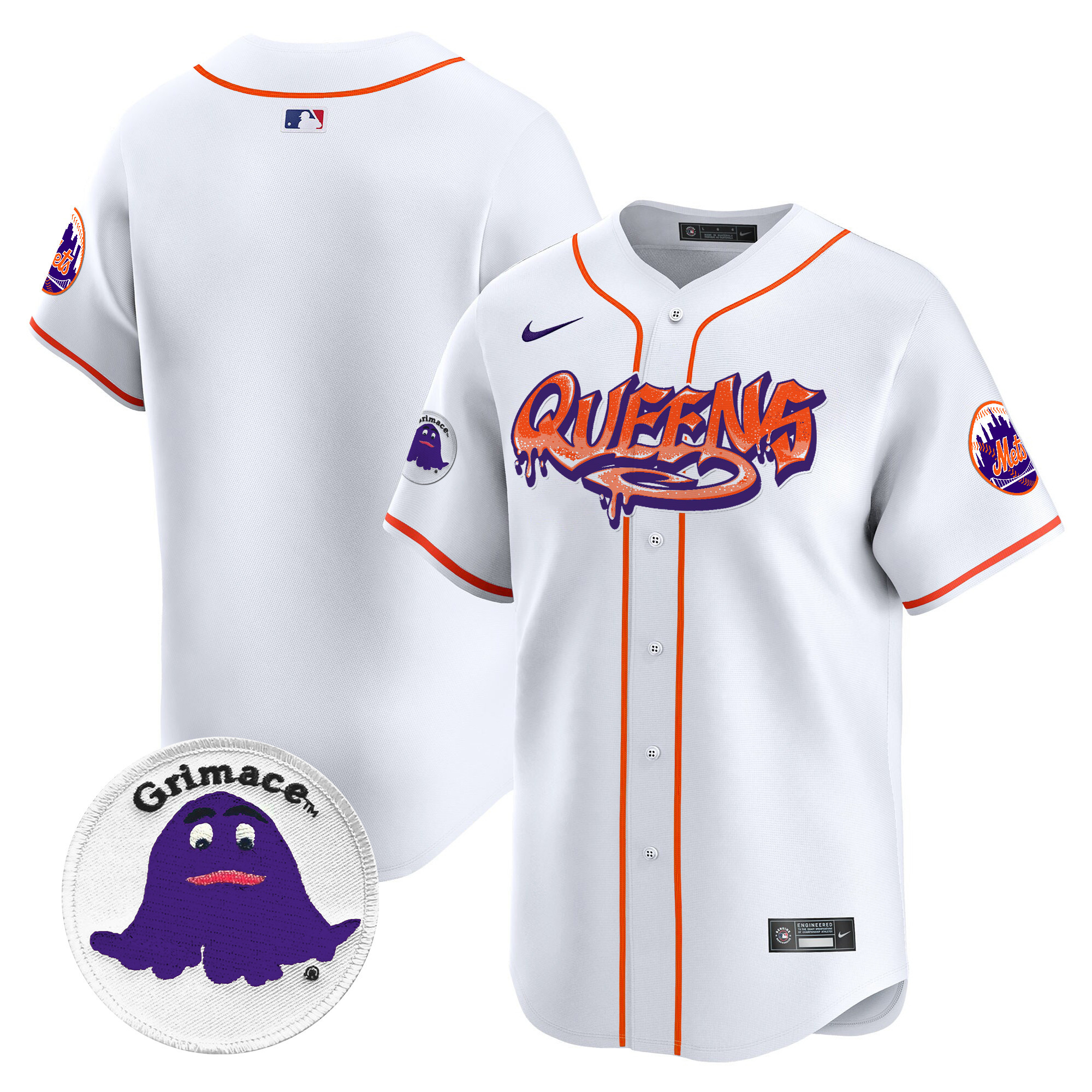 Men's New York Mets Queens Graffiti Vapor Premier Limited White Jersey - All Stitched