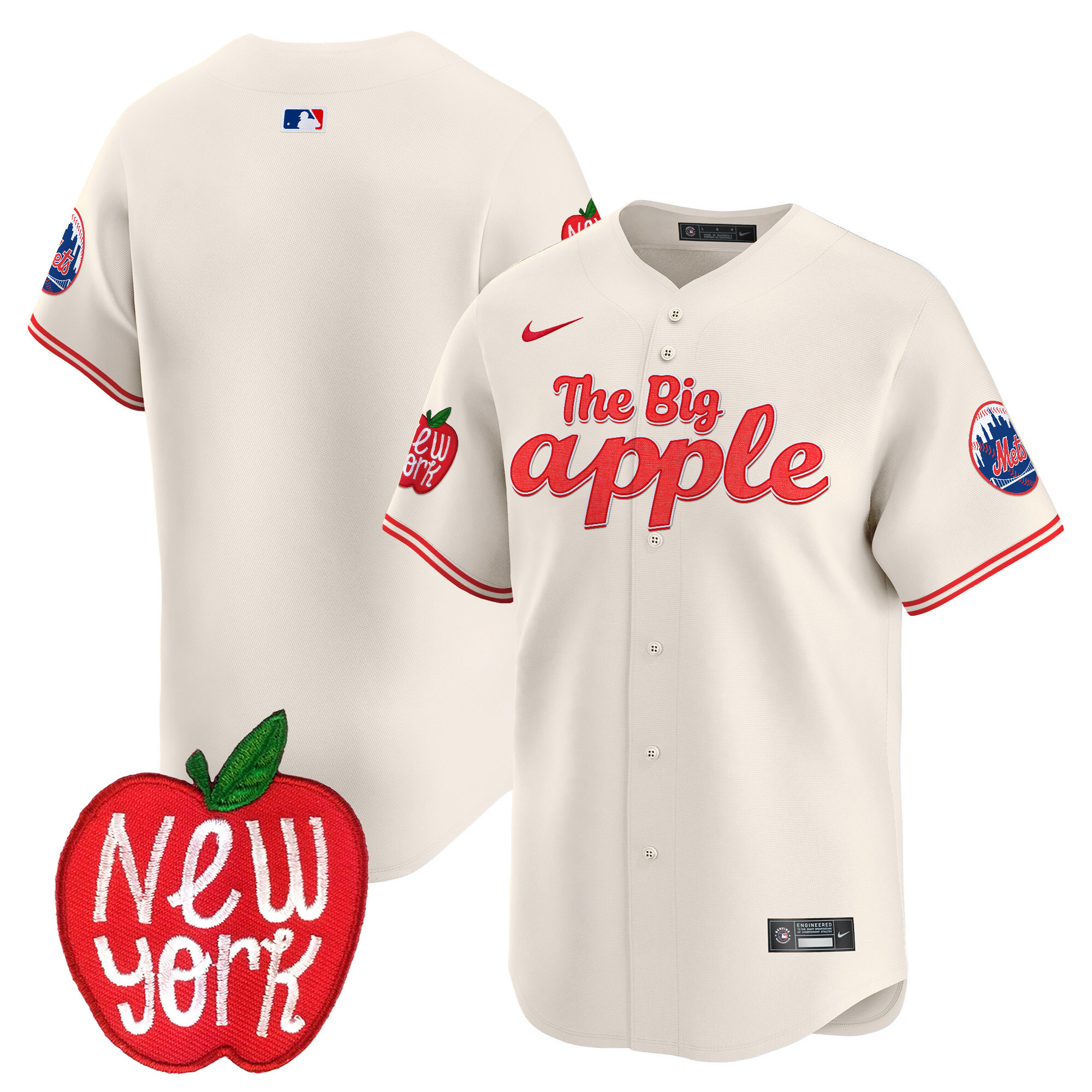 Men's New York Mets The Big Apple Vapor Premier Limited Cream Jersey - All Stitched