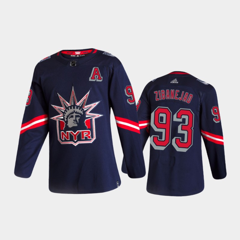 Men's New York Rangers Mika Zibanejad #93 Reverse Retro 2020-21 Navy Special Edition Jersey
