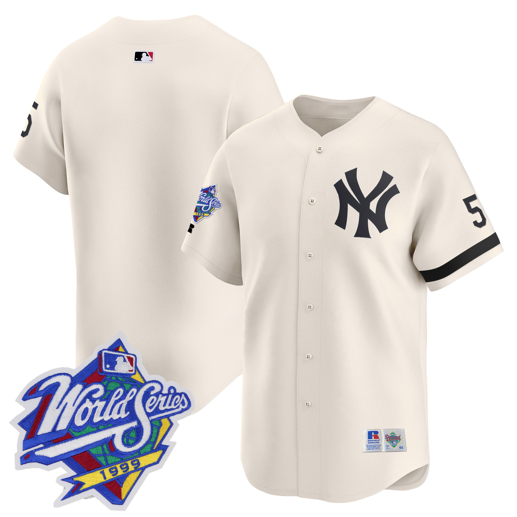 Men's New York Yankees 1999 Throwback Joe DiMaggio Patch Vapor Premier Limited Cream Jersey - All Stitched
