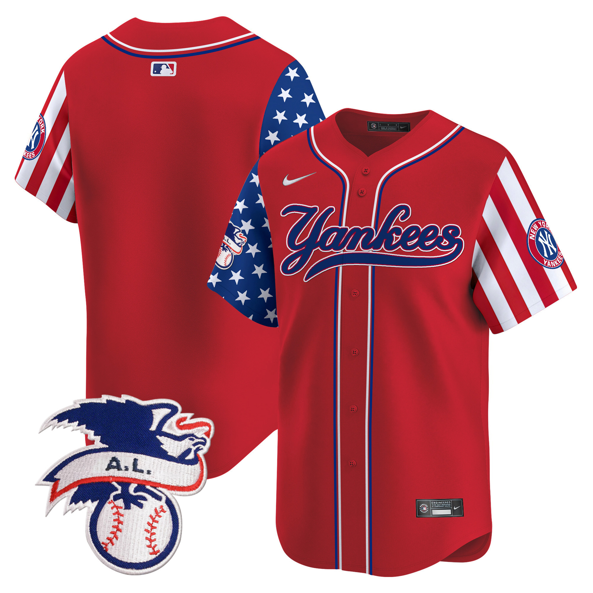 Men's New York Yankees 2024 Fourth of July Vapor Premier Limited Red Jersey V7 - All Stitched