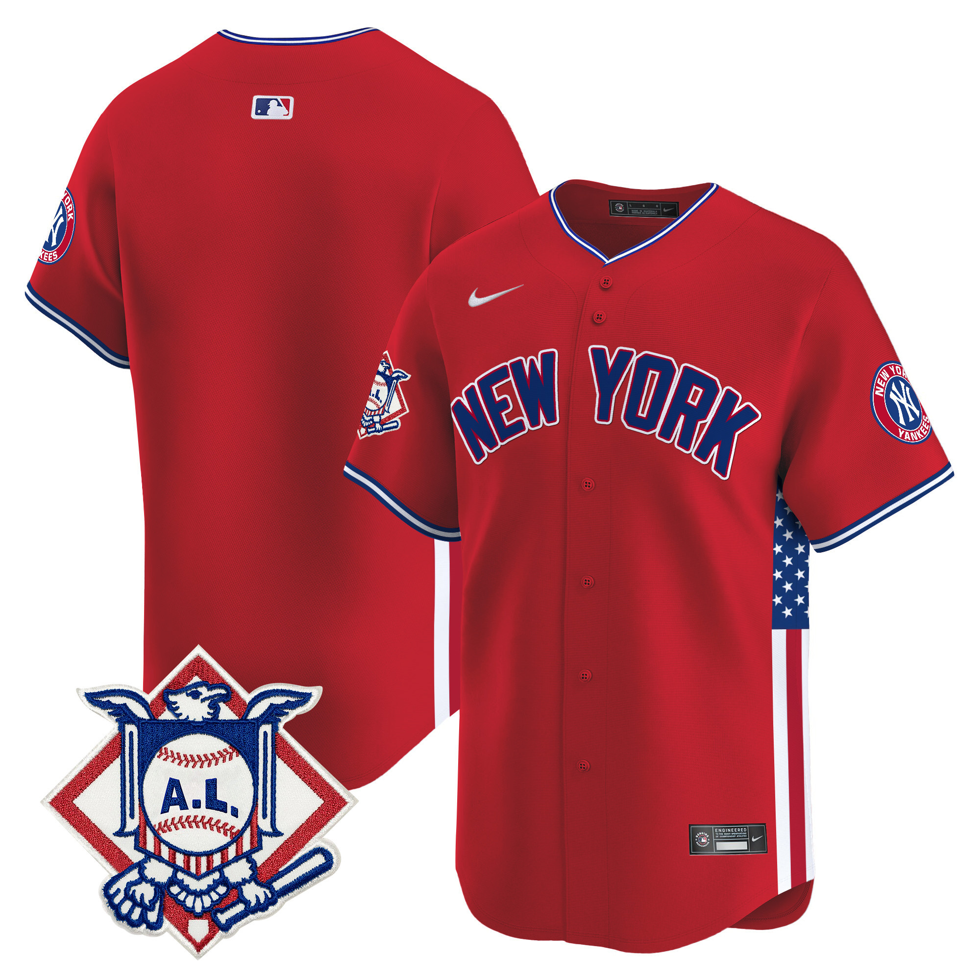 Men's New York Yankees 2024 Fourth of July Vapor Premier Limited Red Jersey V8 - All Stitched