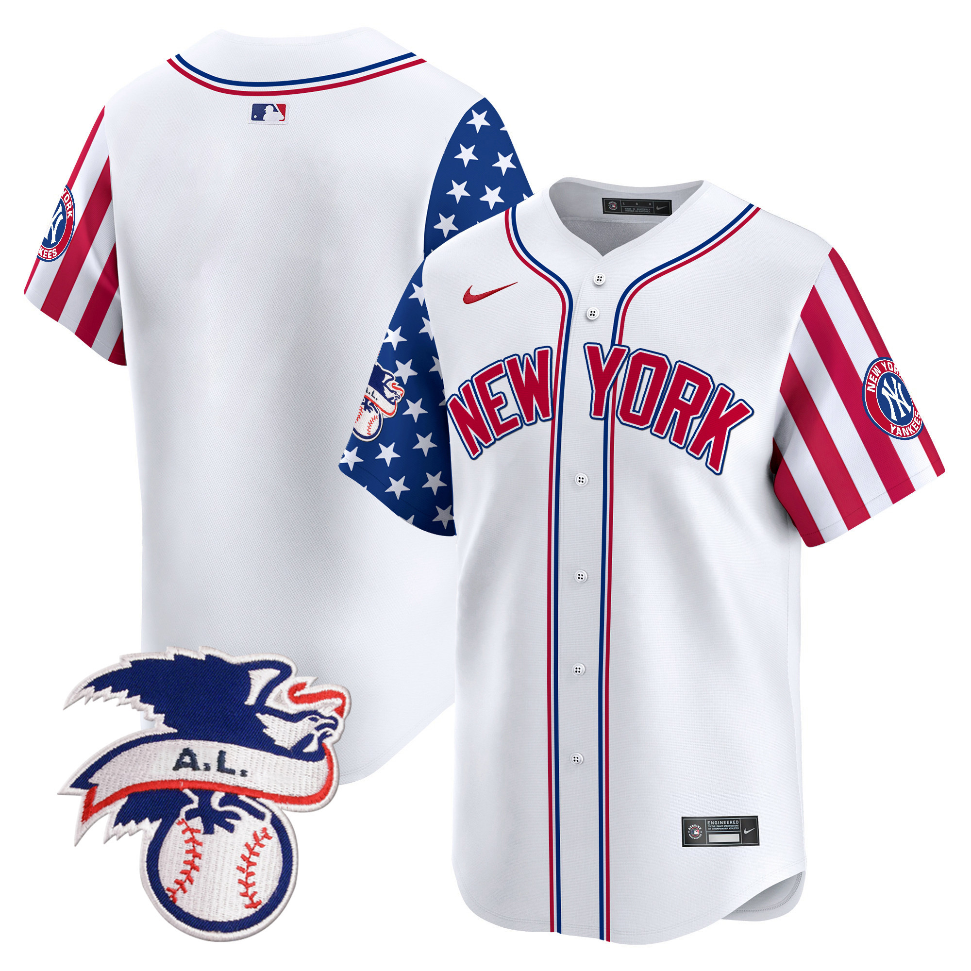 Men's New York Yankees 2024 Fourth of July Vapor Premier Limited White Jersey V6 - All Stitched
