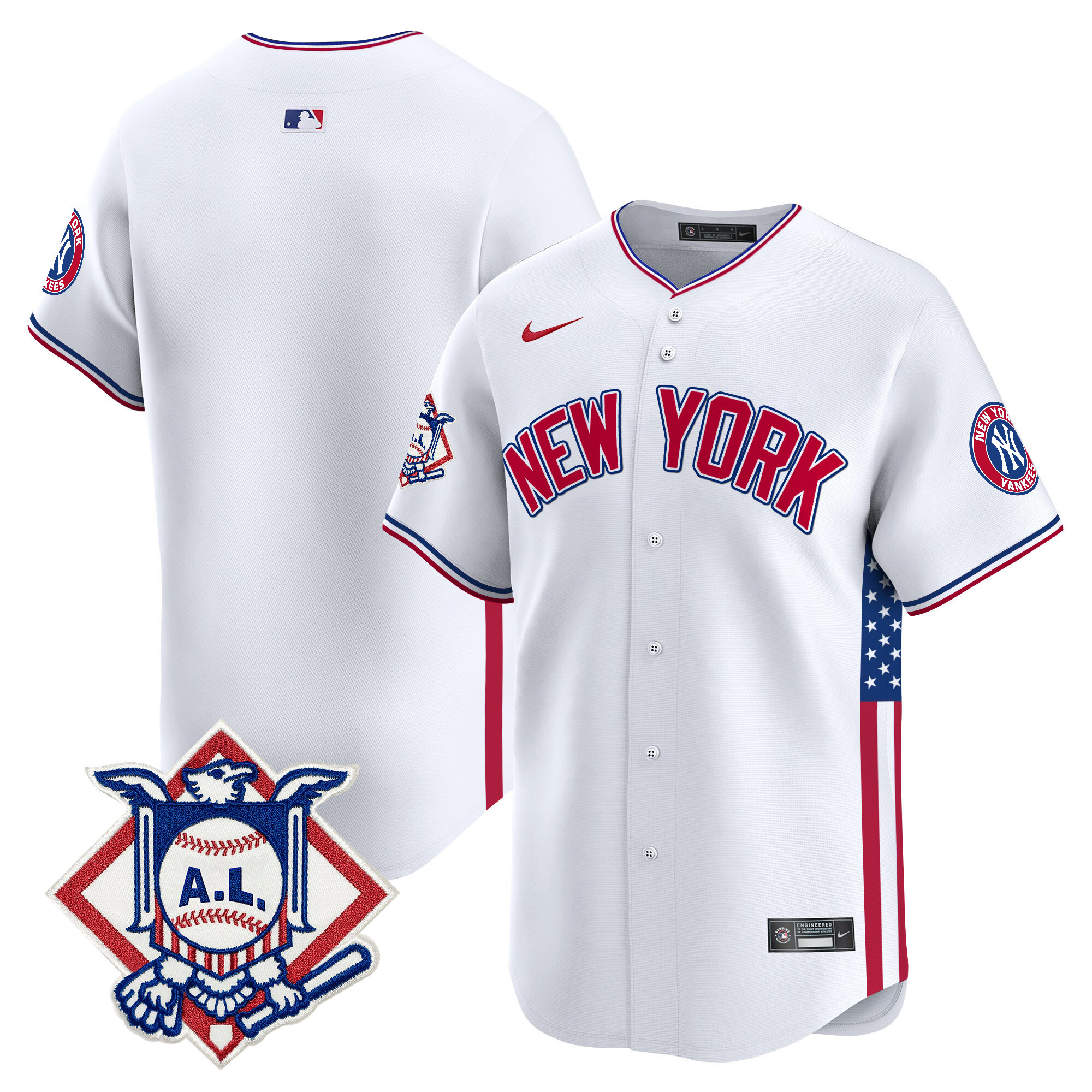 Men's New York Yankees 2024 Fourth of July Vapor Premier Limited White Jersey V8 - All Stitched