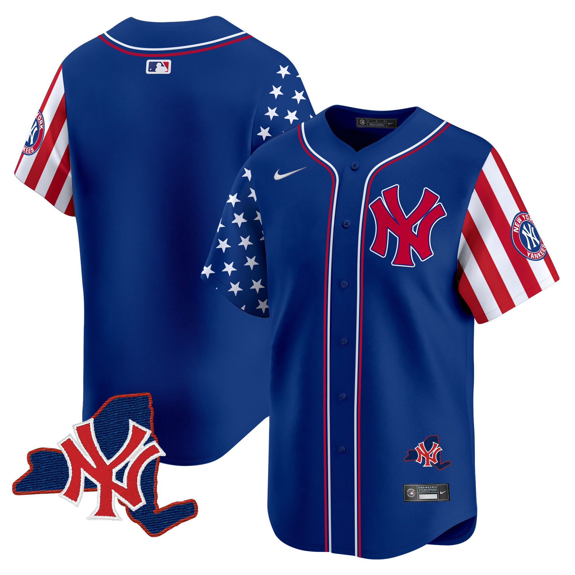 Men's New York Yankees 2024 Independence Day Vapor Premier Limited Royal Jersey V2 - All Stitched