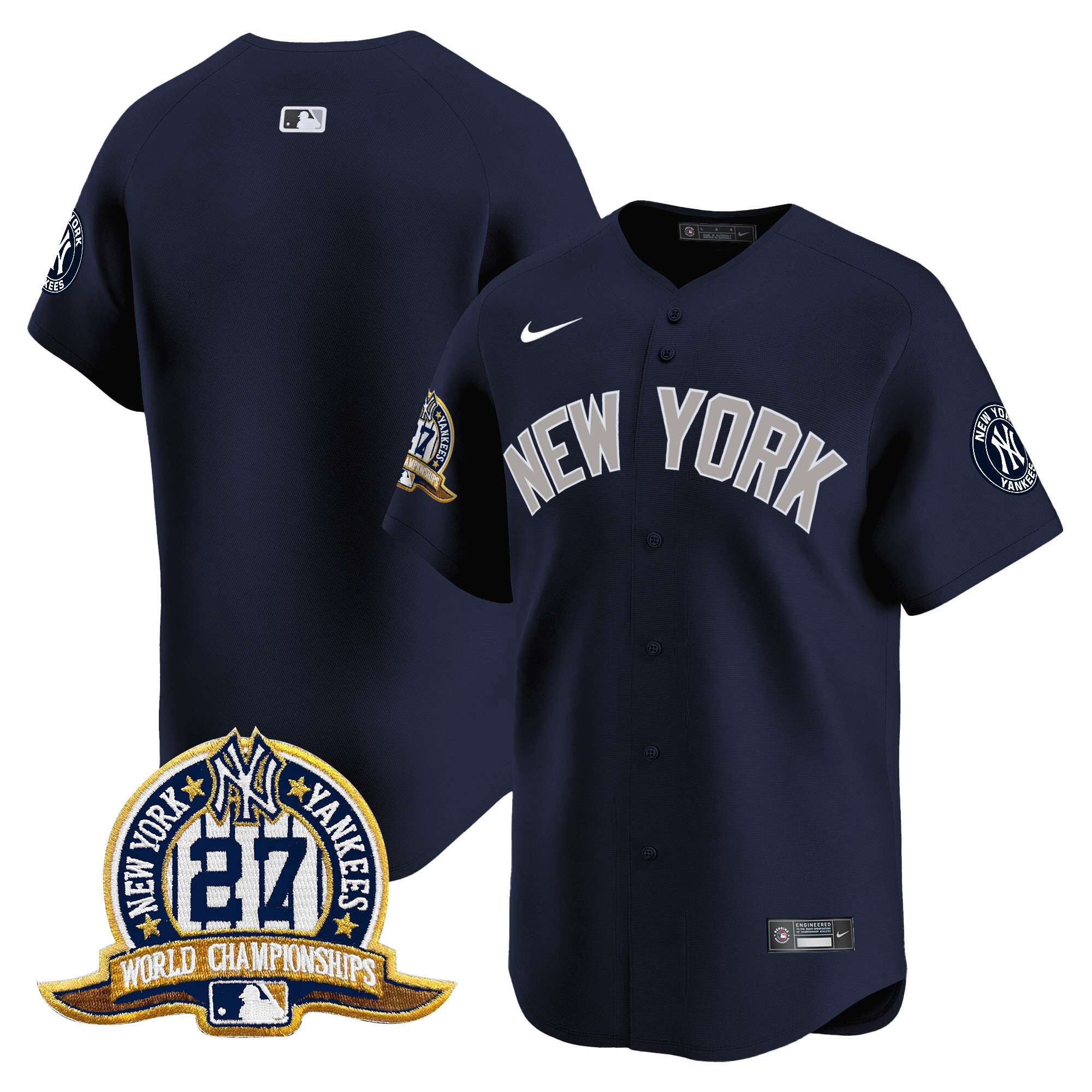 Men's New York Yankees 27 Time Champions Patch Vapor Premier Limited Alternate Jersey - All Stitched