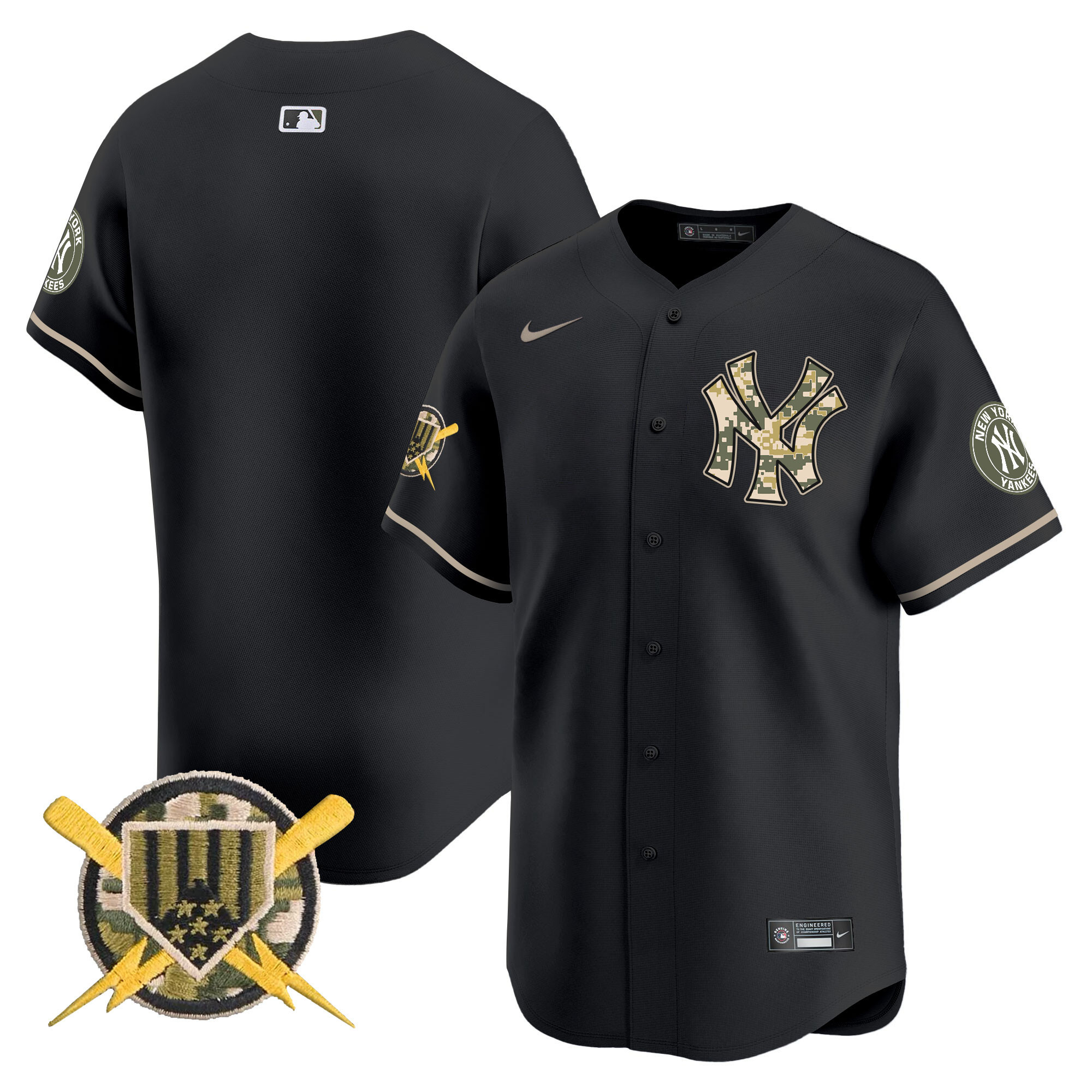 Men's New York Yankees Armed Forces Day Vapor Premier Limited Black Jersey - All Stitched