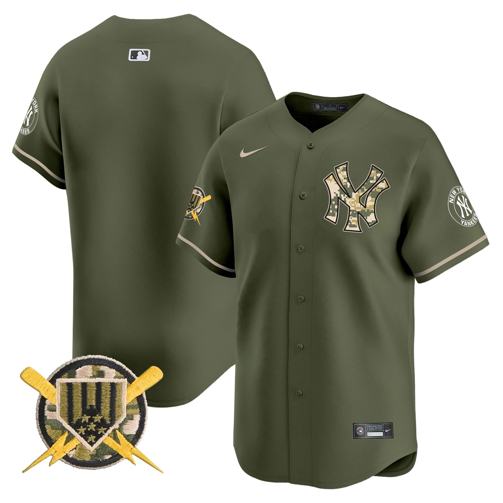 Men's New York Yankees Armed Forces Day Vapor Premier Limited Green Jersey - All Stitched